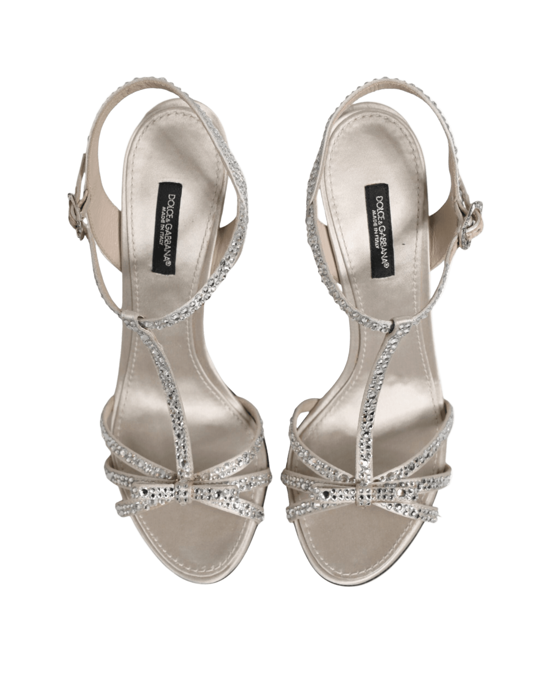 Dolce & Gabbana Silver Strass Ankle Strap Heels Sandals Shoes Glam Steals