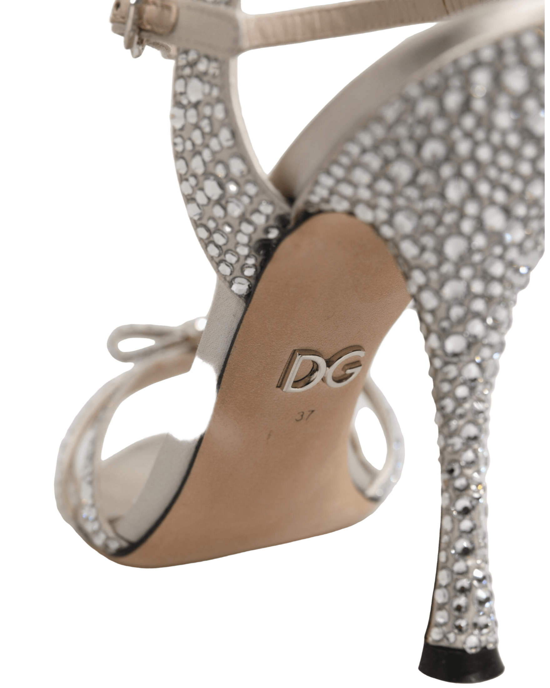 Dolce & Gabbana Silver Strass Ankle Strap Heels Sandals Shoes Glam Steals