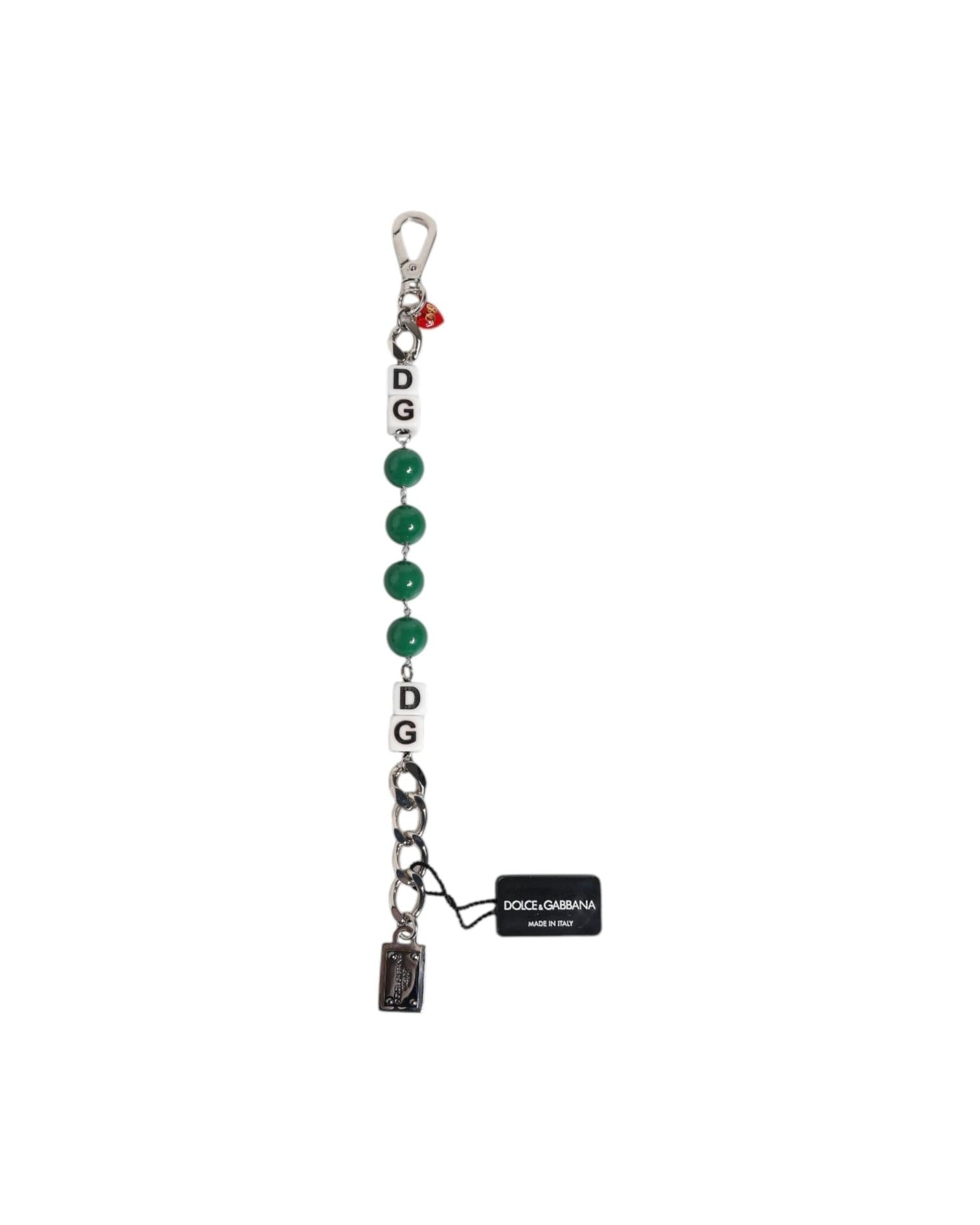 Dolce & Gabbana Silver Tone Brass Bead Dice Logo Embellish Charm Bracelet Glam Steals