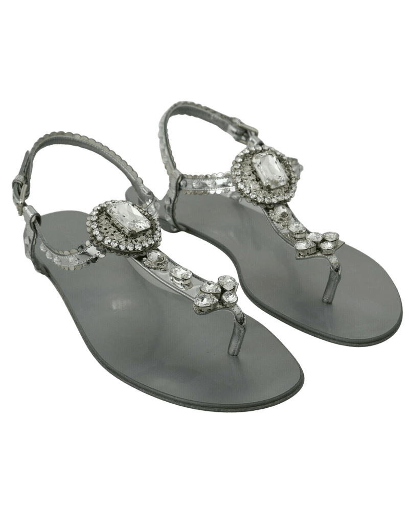 Dolce & Silver Gabbana And Crystal Sandals Flip Flops Shoes Glam Steals