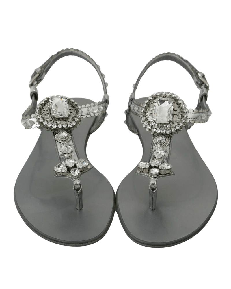 Dolce & Silver Gabbana And Crystal Sandals Flip Flops Shoes Glam Steals