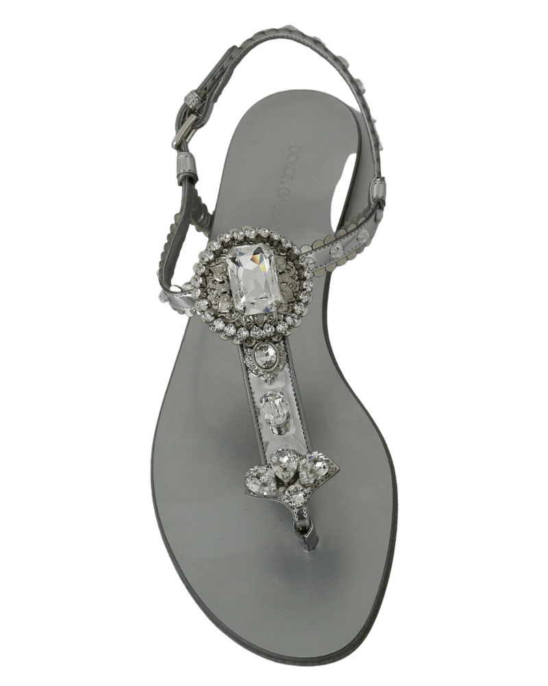 Dolce & Silver Gabbana And Crystal Sandals Flip Flops Shoes Glam Steals