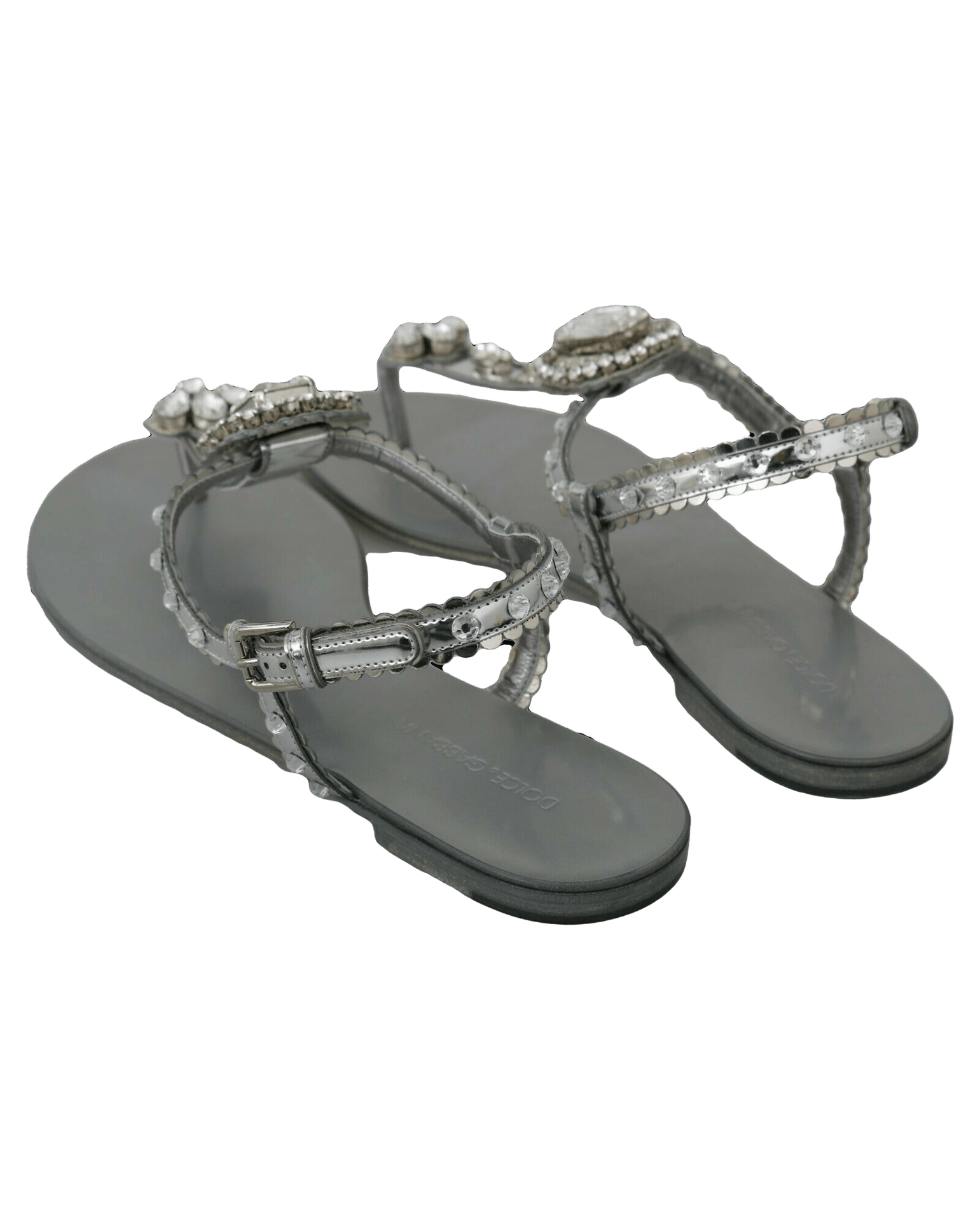 Dolce & Silver Gabbana And Crystal Sandals Flip Flops Shoes Glam Steals