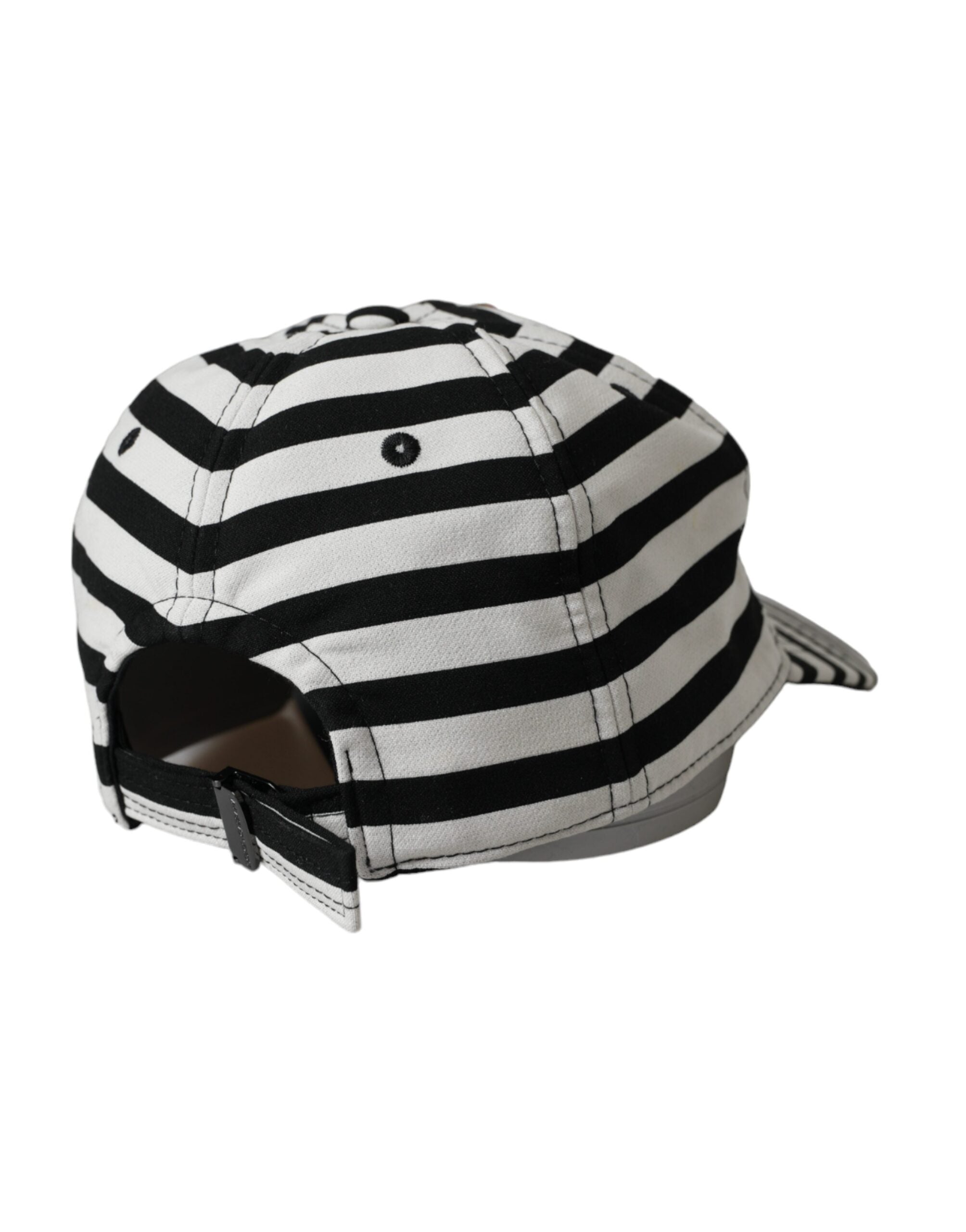 Dolce & Gabbana Stripe Amore Heart Applique Baseball Black White Hat Glam Steals