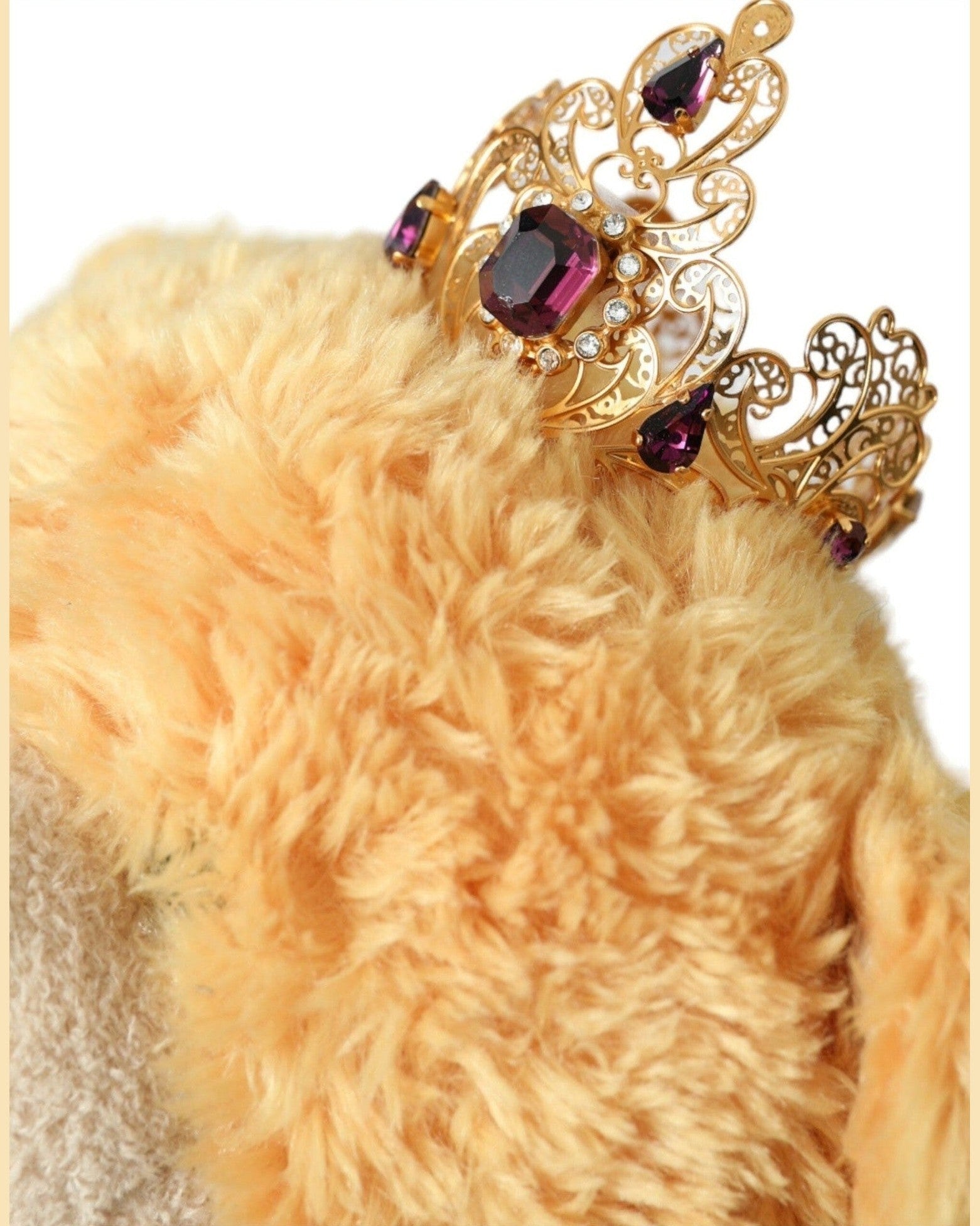 Dolce & Gabbana Teddy Bear Crystal Crown Hair Band Brown Gold Diadem Glam Steals