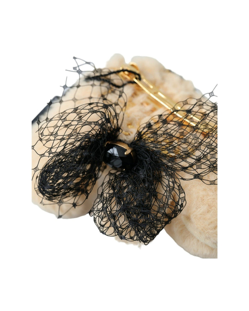 Dolce & Gabbana Teddy Bear Mesh Net Band Hair Beige Clip Glam Steals