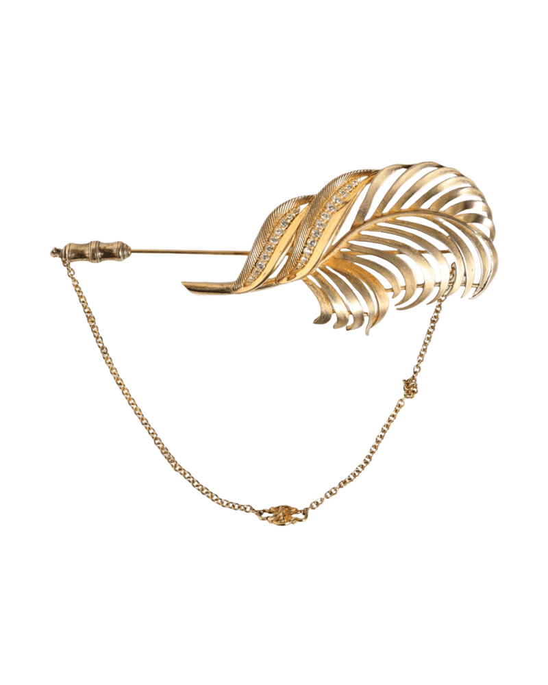 Dolce & Gold Gabbana Tone 925 Sterling Leaf Crystal Chain Brooch Glam Steals