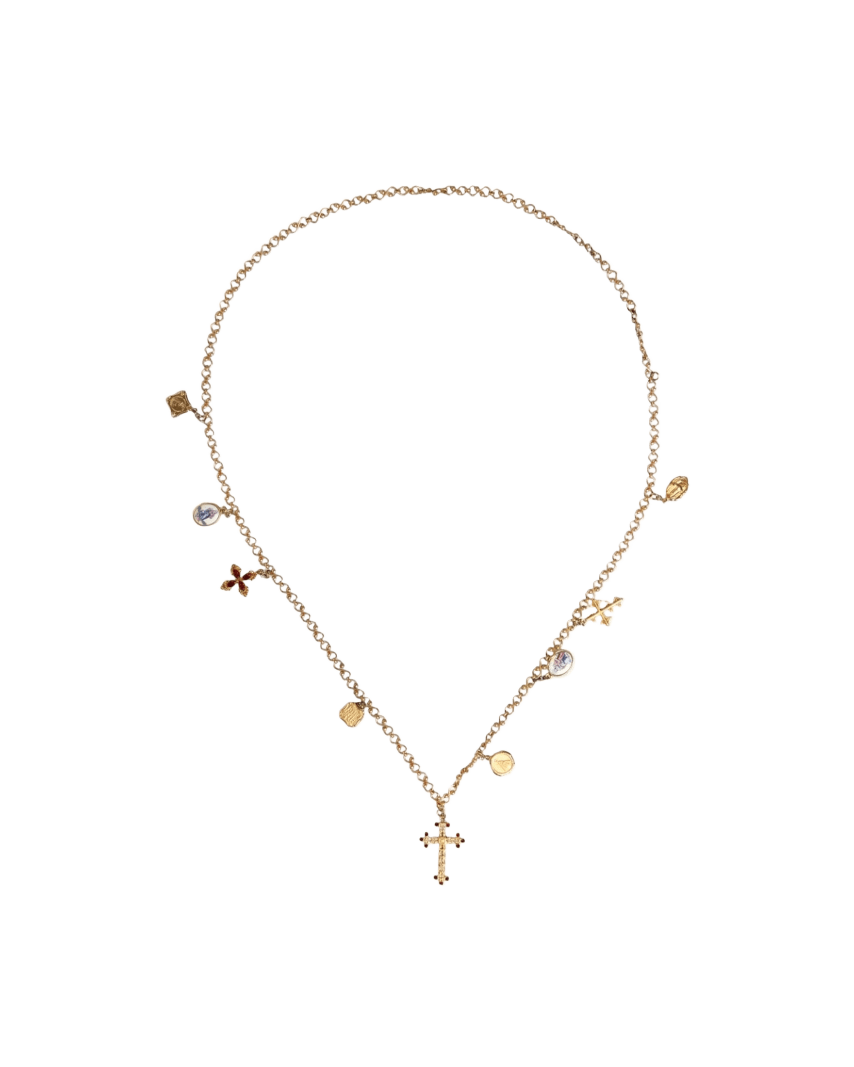 Dolce & Gabbana Tone Brass Chain Religious Cross Pendant Gold Necklace Glam Steals