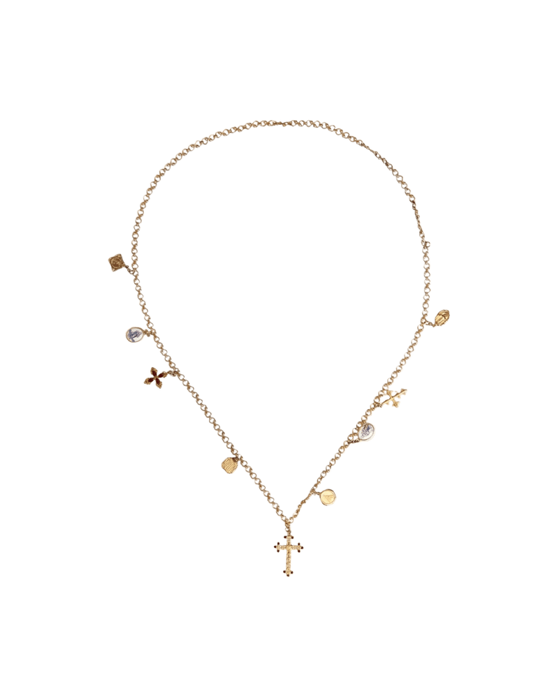 Dolce & Gold Gabbana Tone Brass Chain Religious Cross Pendant Necklace Glam Steals