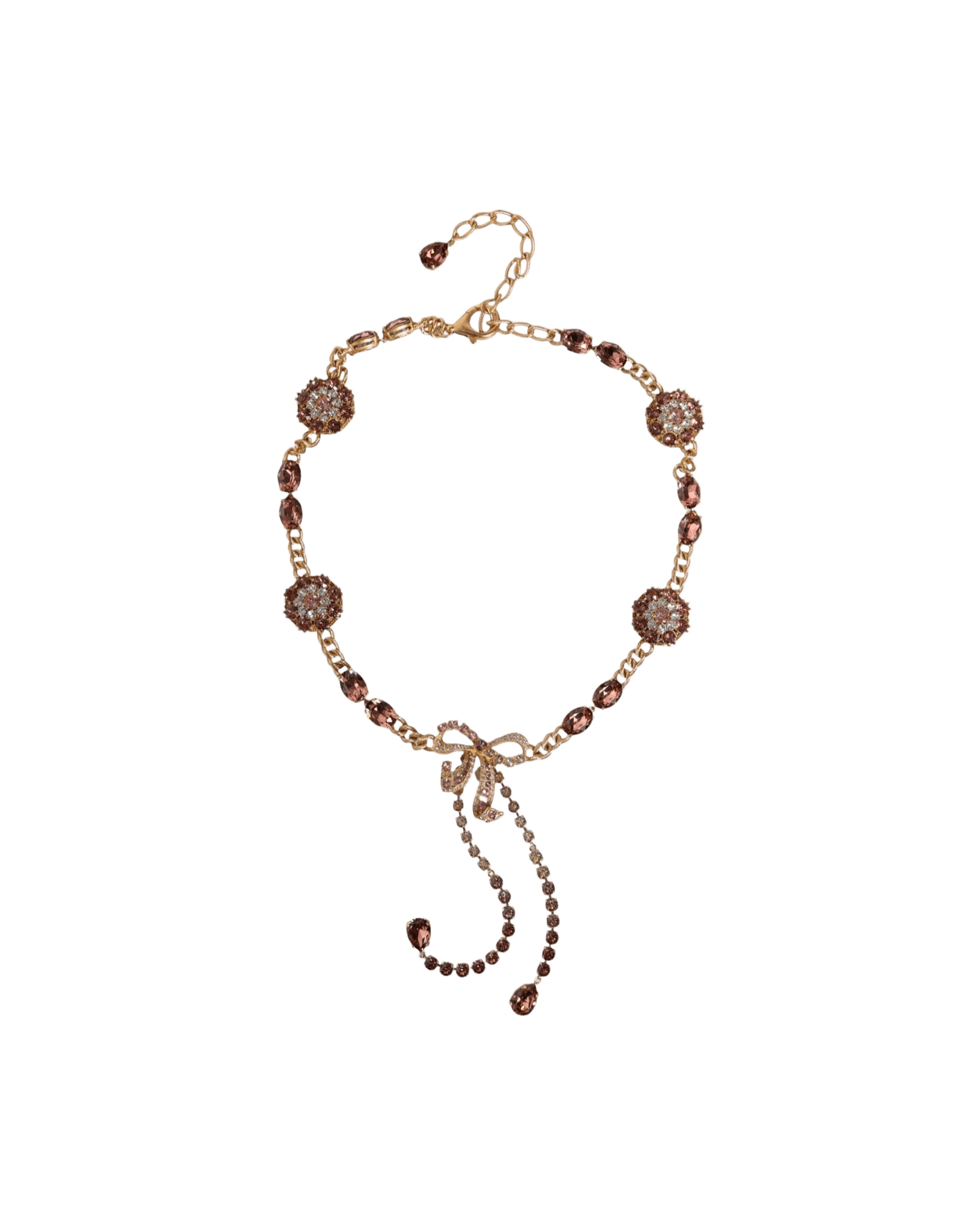 Dolce & Gabbana Tone Brass Crystal Embellished Waist Chain Gold Belt Glam Steals
