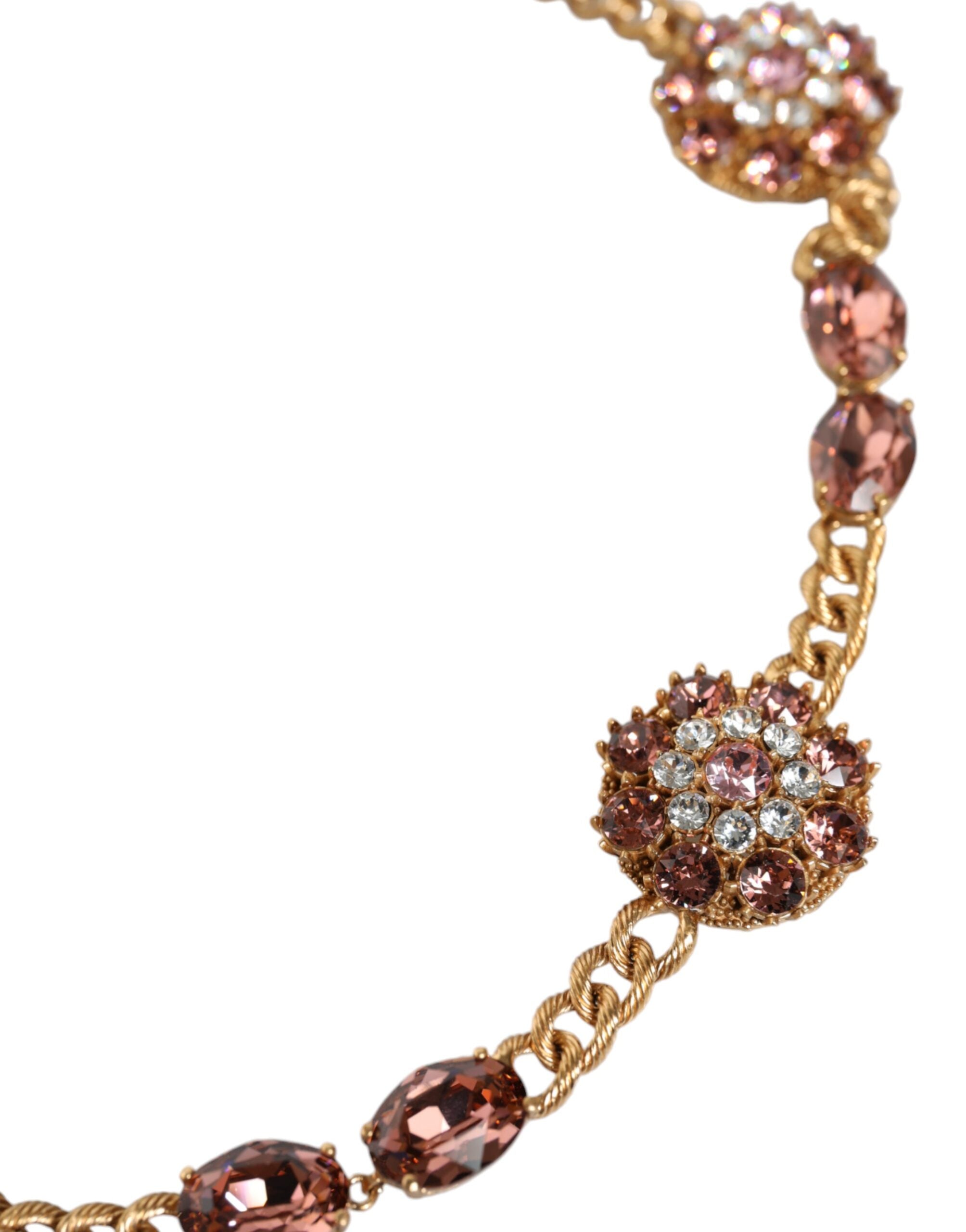Dolce & Gabbana Tone Brass Crystal Embellished Waist Chain Gold Belt Glam Steals