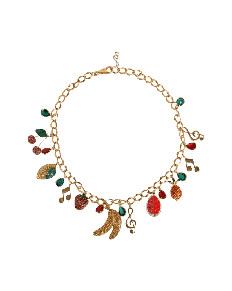 Dolce & Gold Gabbana Tone Brass Fruity Crystal Embellished Waist Chain Belt Glam Steals