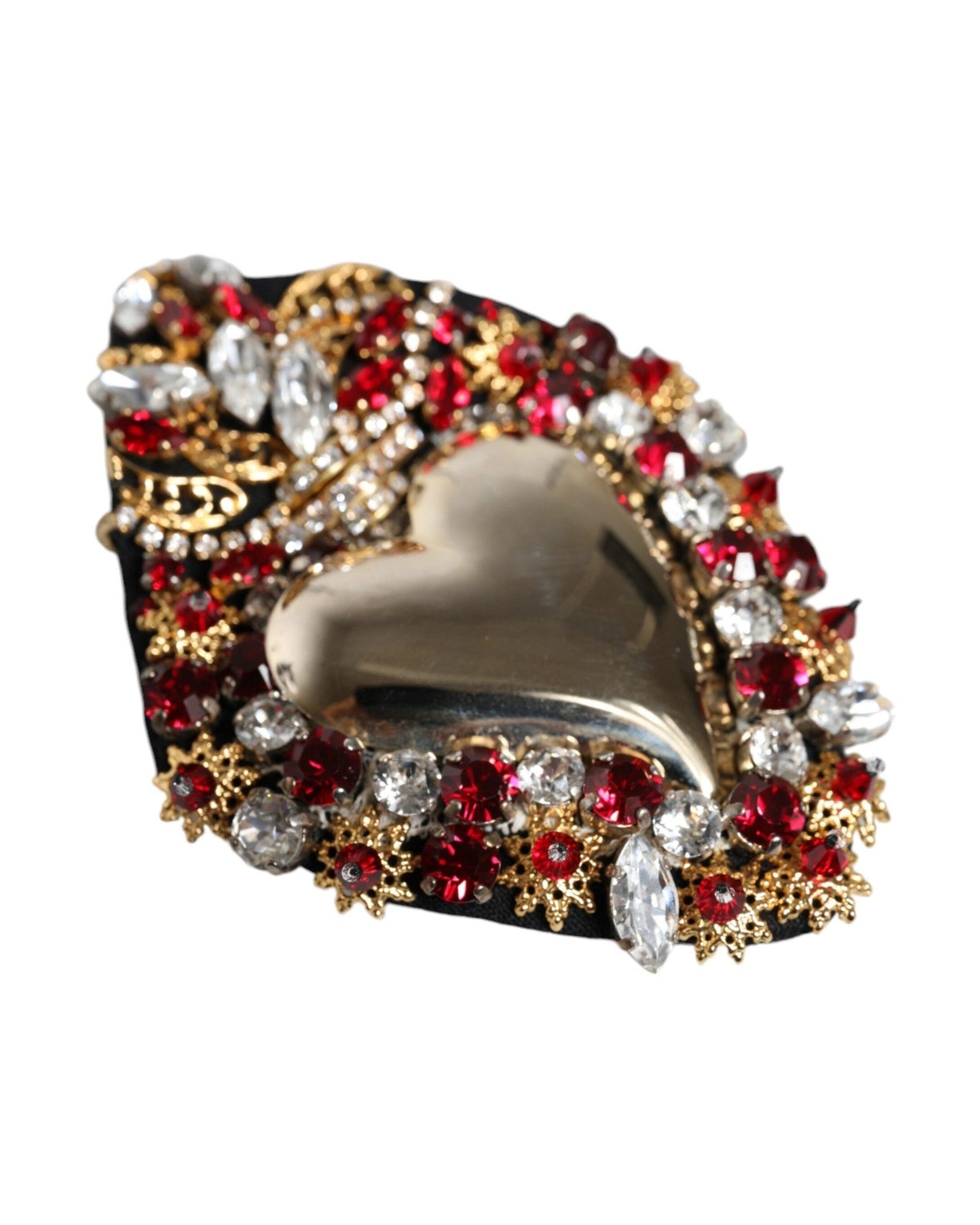 Dolce & Gabbana Tone Brass Sacred Heart Crystal Embellished Gold Brooch Glam Steals