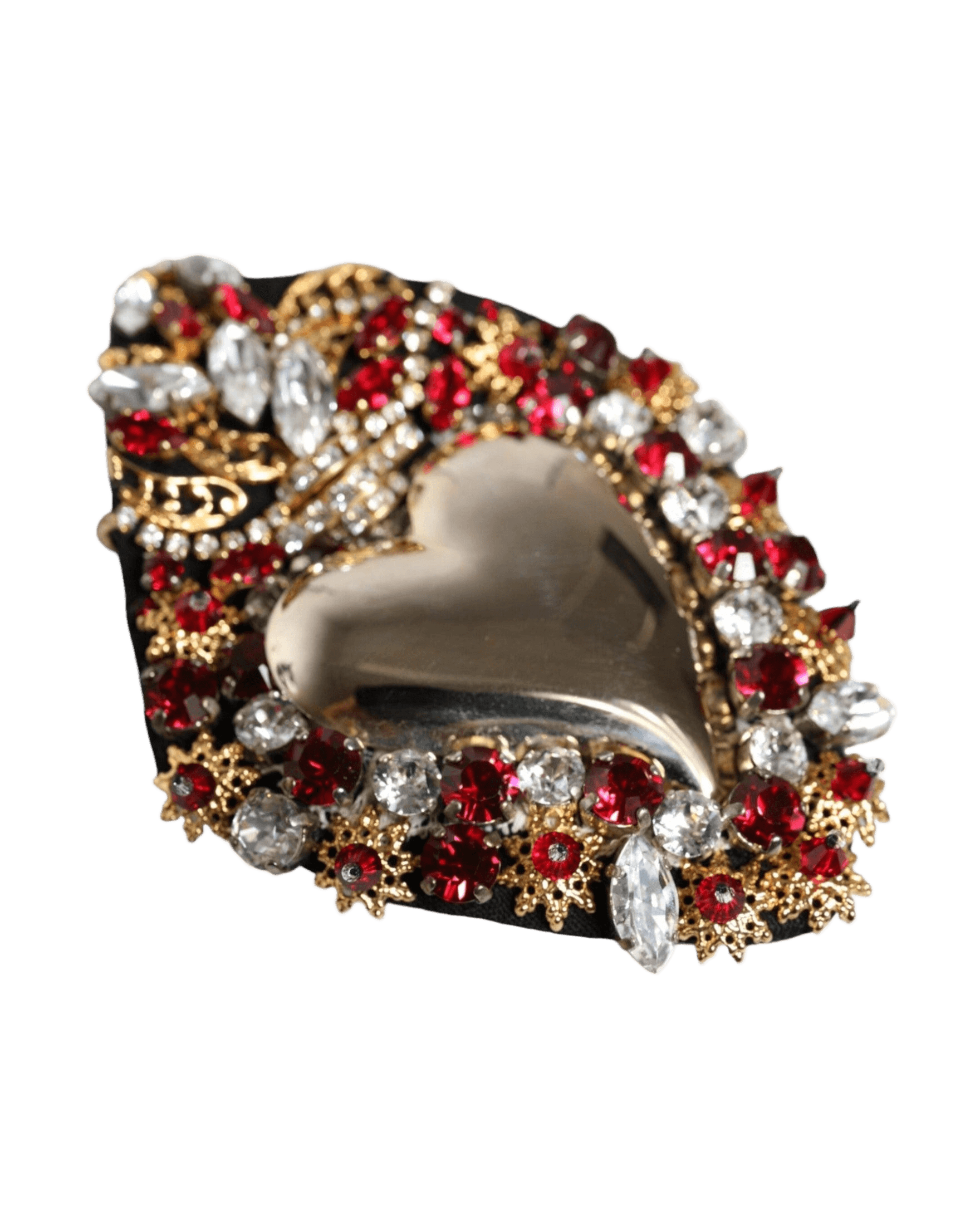 Dolce & Gabbana Tone Brass Sacred Heart Crystal Embellished Gold Brooch Glam Steals