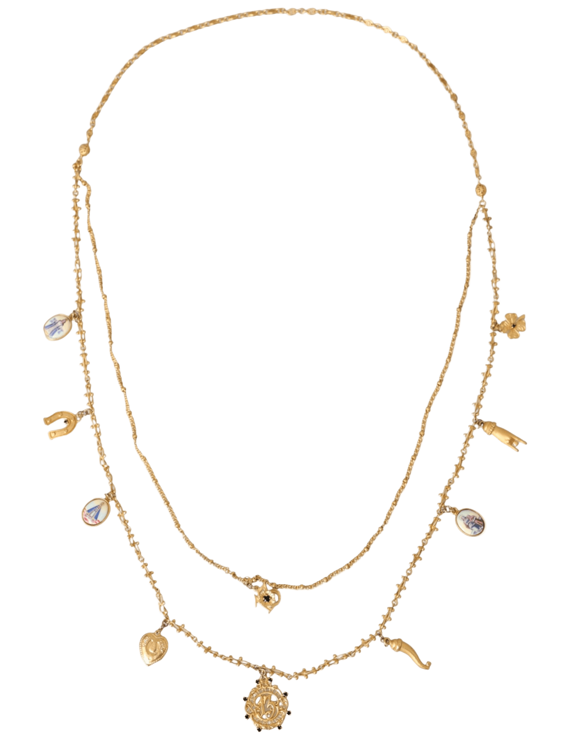 Dolce & Gabbana Tone Chain Brass Charm Statement Sicily Gold Necklace Glam Steals