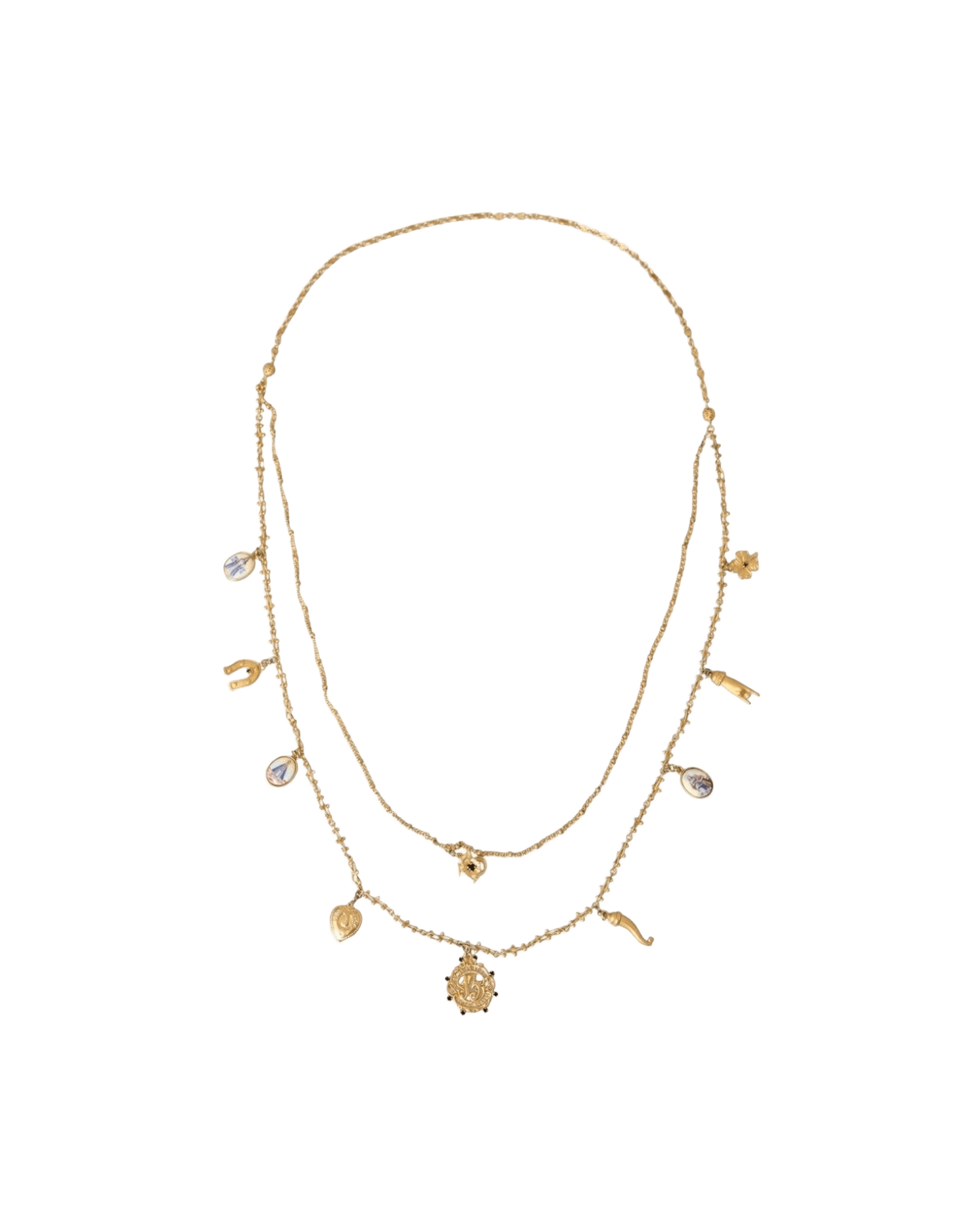 Dolce & Gabbana Tone Chain Brass Charm Statement Sicily Gold Necklace Glam Steals