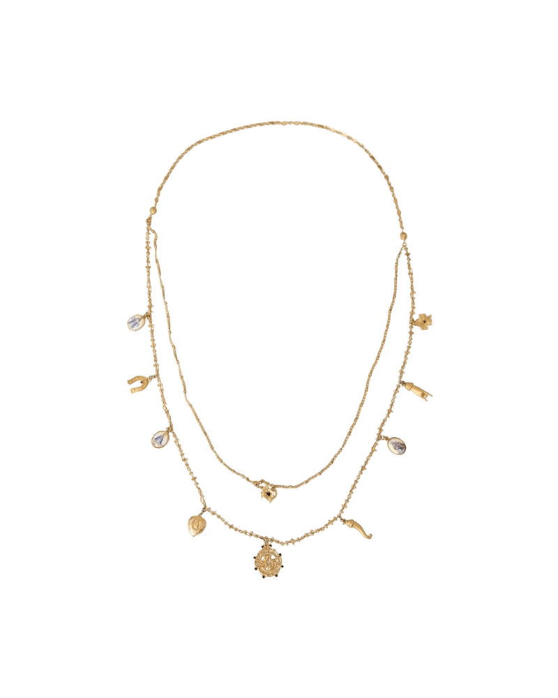 Dolce & Gold Gabbana Tone Chain Brass Charm Statement Sicily Necklace Glam Steals
