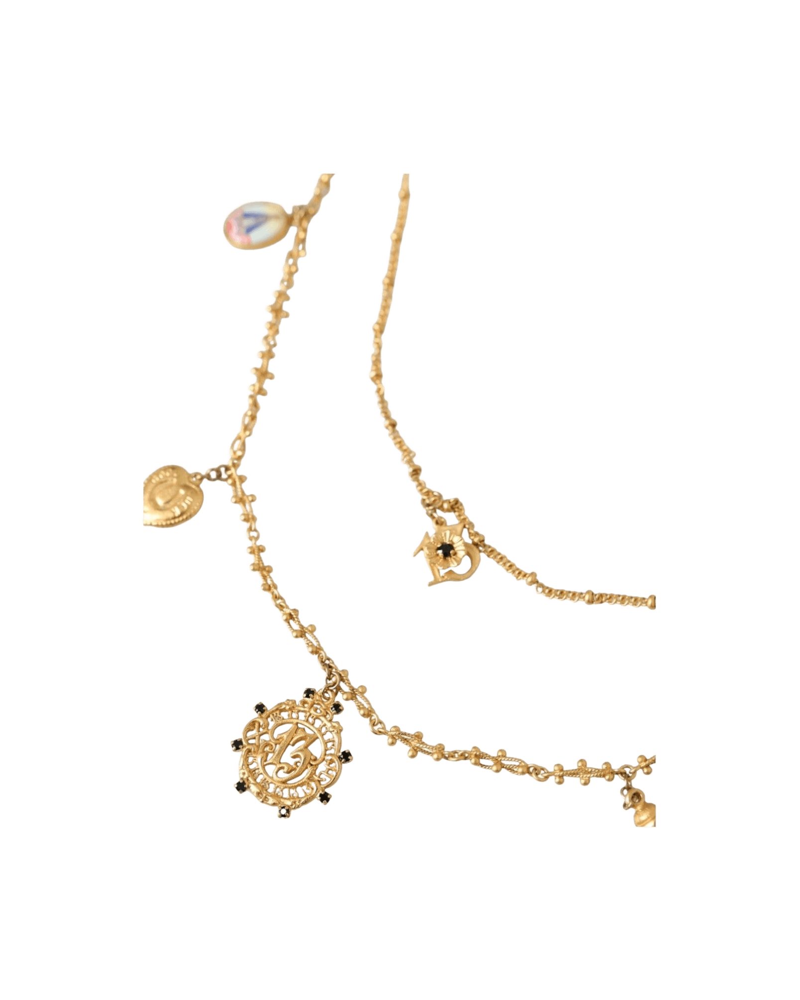 Dolce & Gold Gabbana Tone Chain Brass Charm Statement Sicily Necklace Glam Steals