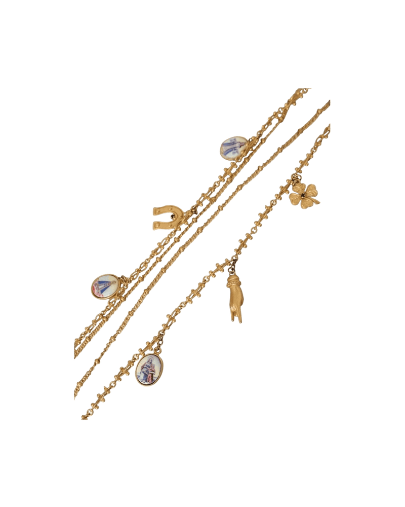 Dolce & Gold Gabbana Tone Chain Brass Charm Statement Sicily Necklace Glam Steals