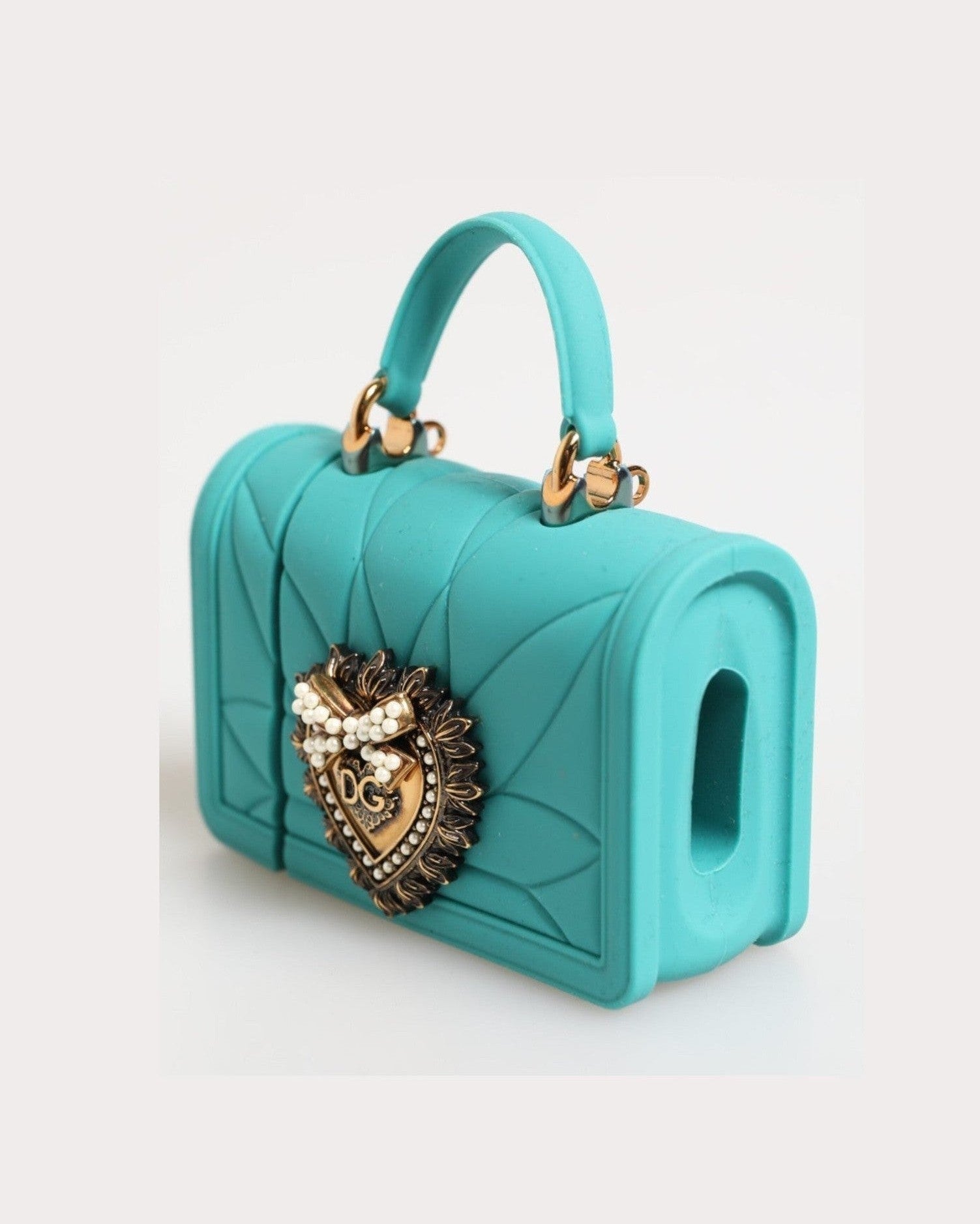 Dolce & Gabbana Turquoise Silicone Devotion Heart Cover Bag Airpods Case Glam Steals