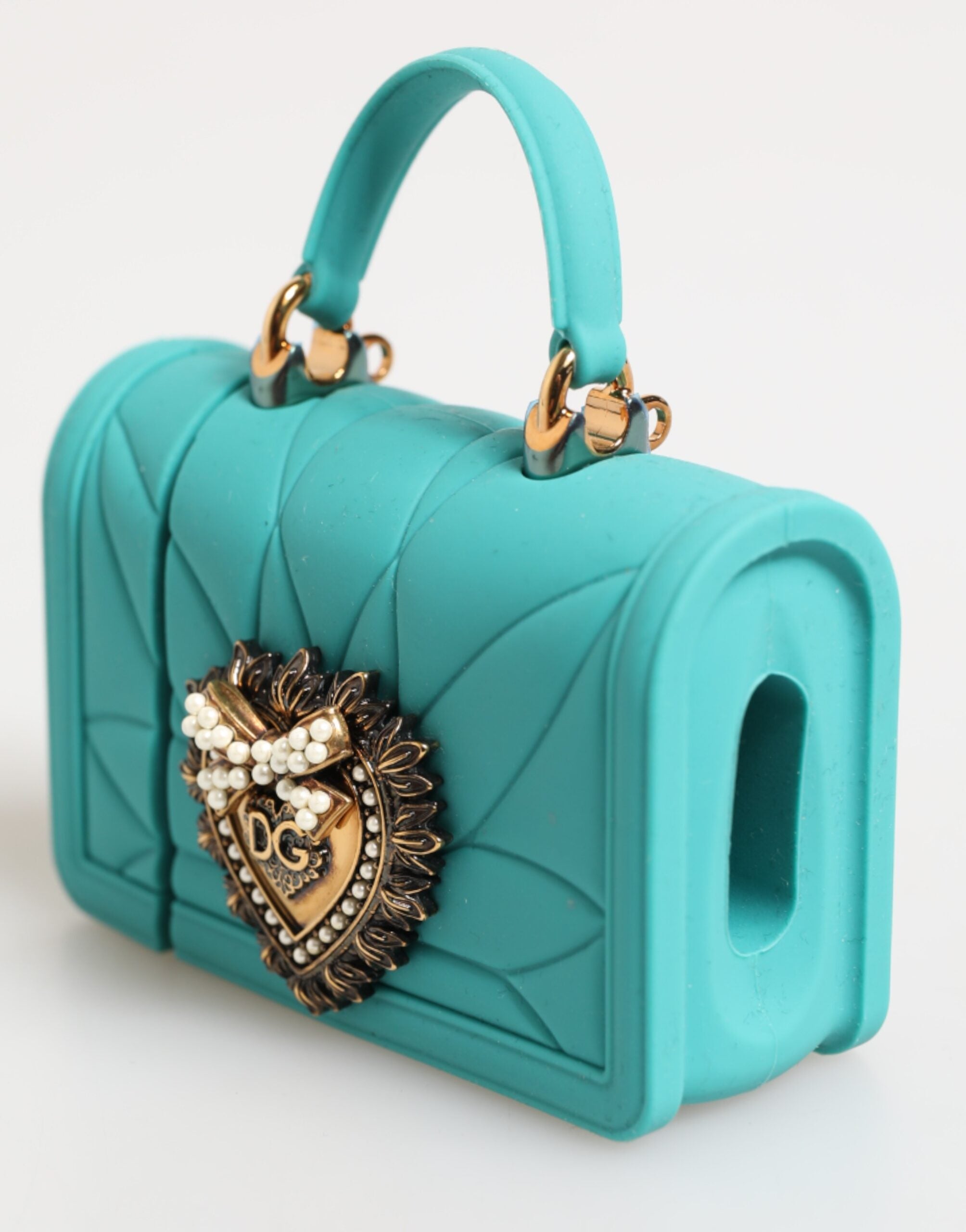 Dolce & Gabbana Turquoise Silicone Devotion Heart Cover Bag Airpods Case Glam Steals
