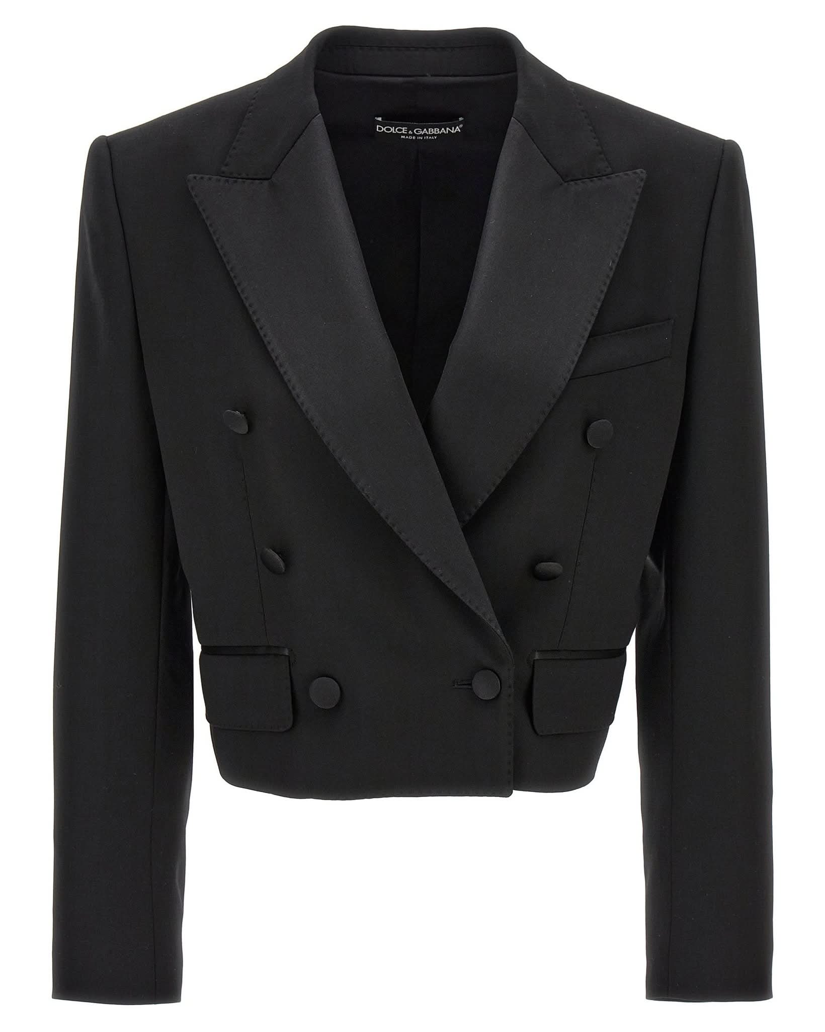 Dolce & Gabbana Tuxedo Crop Blazer Glam Steals