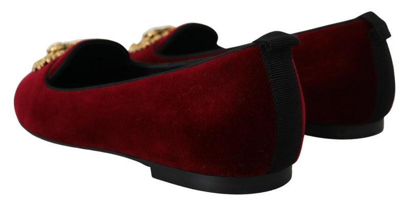 Dolce & Gabbana Velvet Bordeaux Slip On Loafers Flats Shoes see this Glam Steals