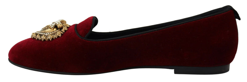 Dolce & Gabbana Velvet Bordeaux Slip On Loafers Flats Shoes see this Glam Steals