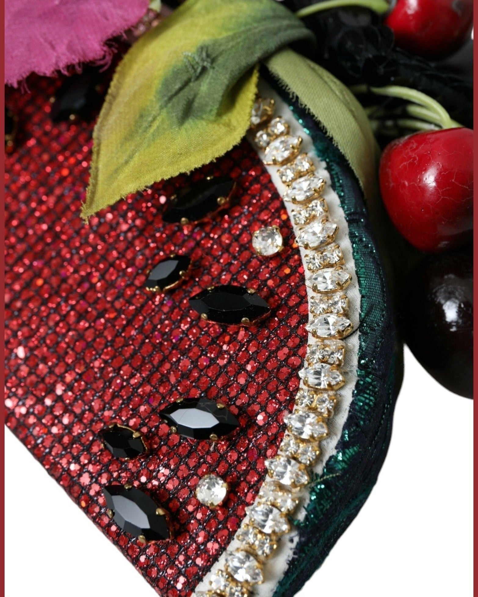 Dolce & Gabbana Watermelon Cherry Crystal Hairband Statement Red Diadem Glam Steals