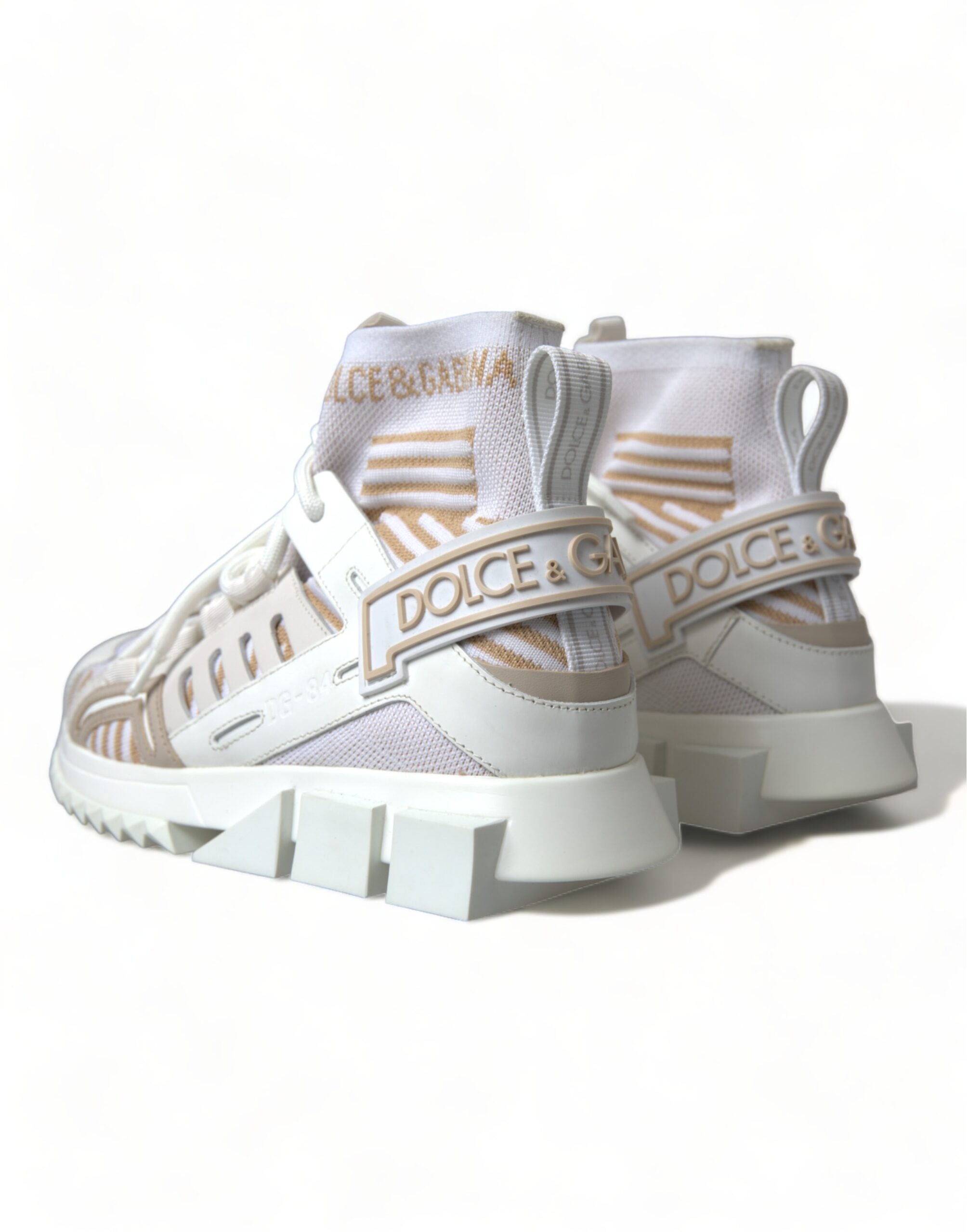 Dolce & Gabbana White Beige Sorrento Socks Sneakers Glam Steals