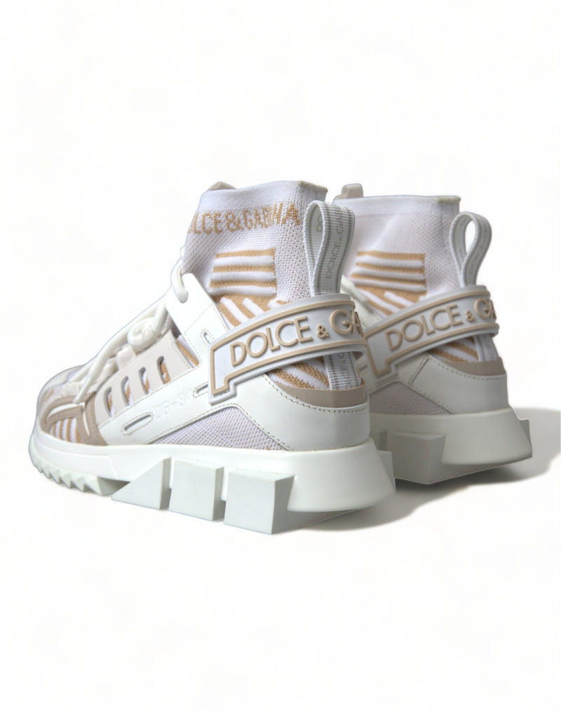 Dolce & Gabbana White Beige Sorrento Socks Sneakers Glam Steals