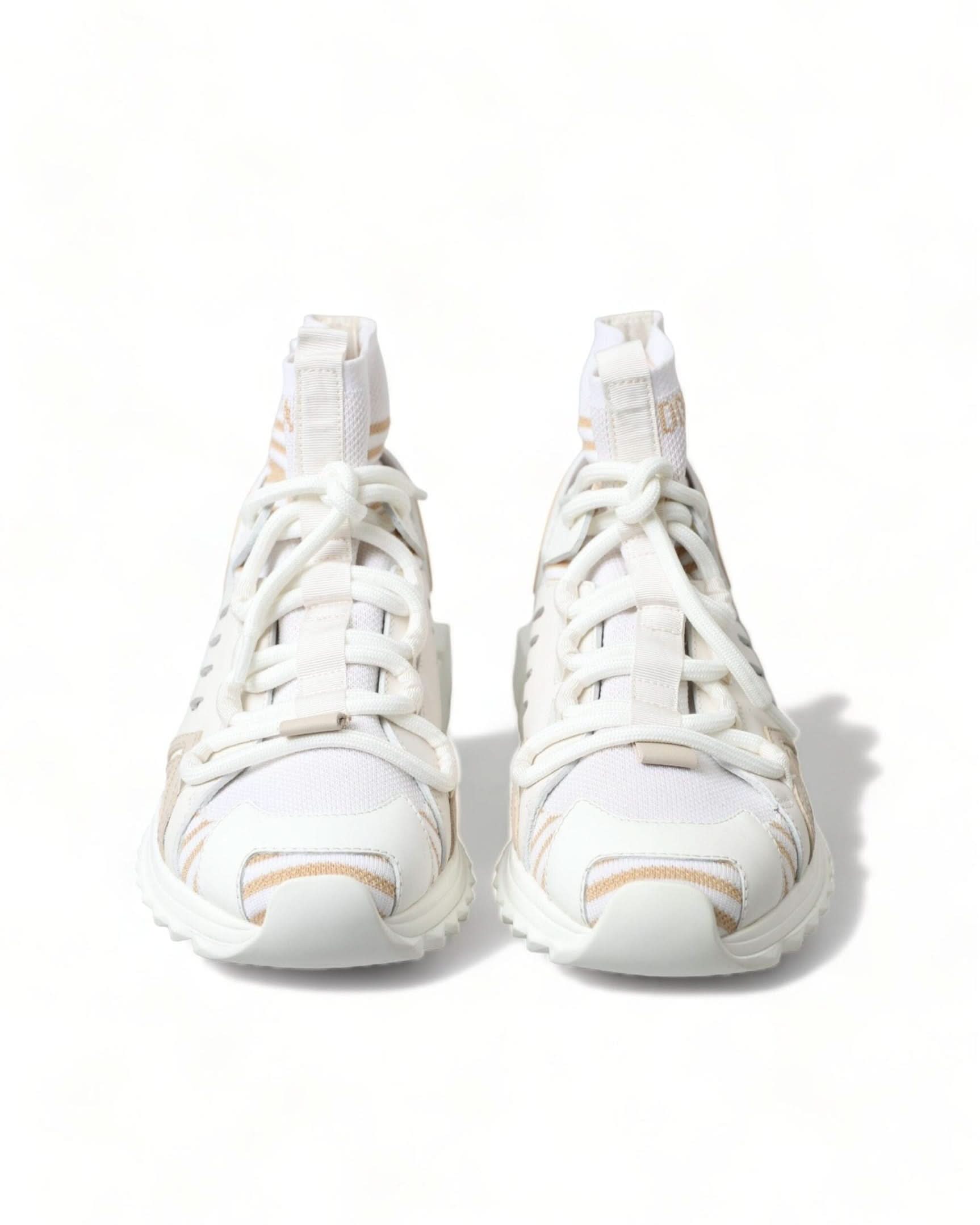 Dolce & Gabbana White Beige Sorrento Socks Sneakers Sneakers