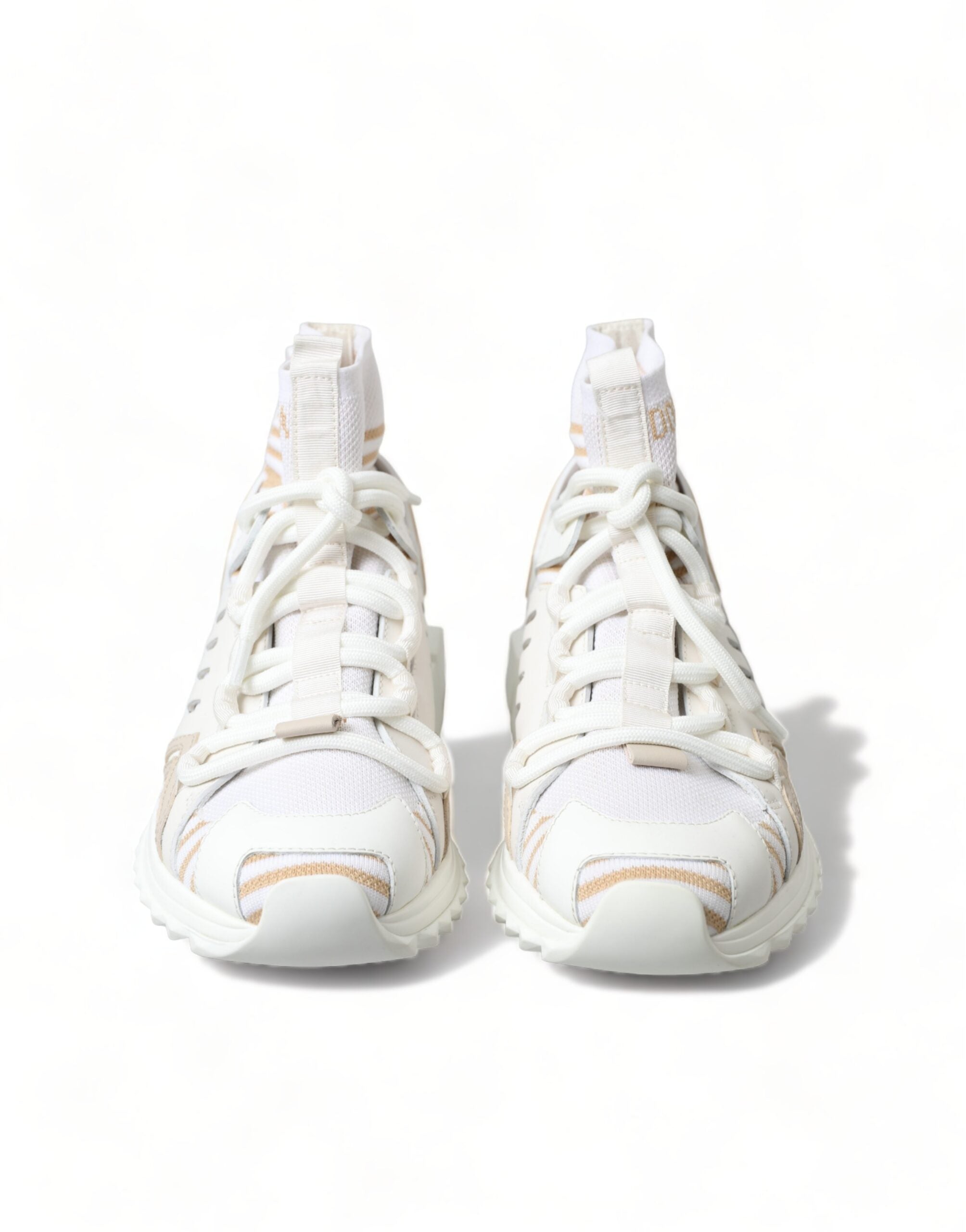Dolce & Gabbana White Beige Sorrento Socks Sneakers Glam Steals