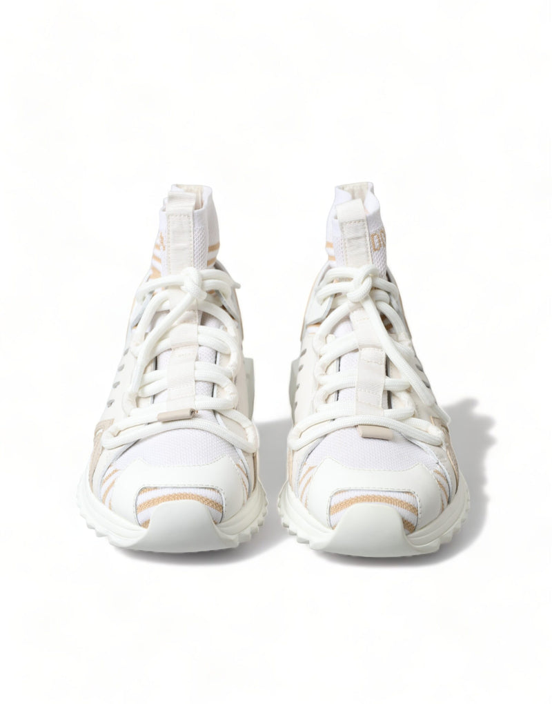 Dolce & Gabbana White Beige Sorrento Socks Sneakers Glam Steals