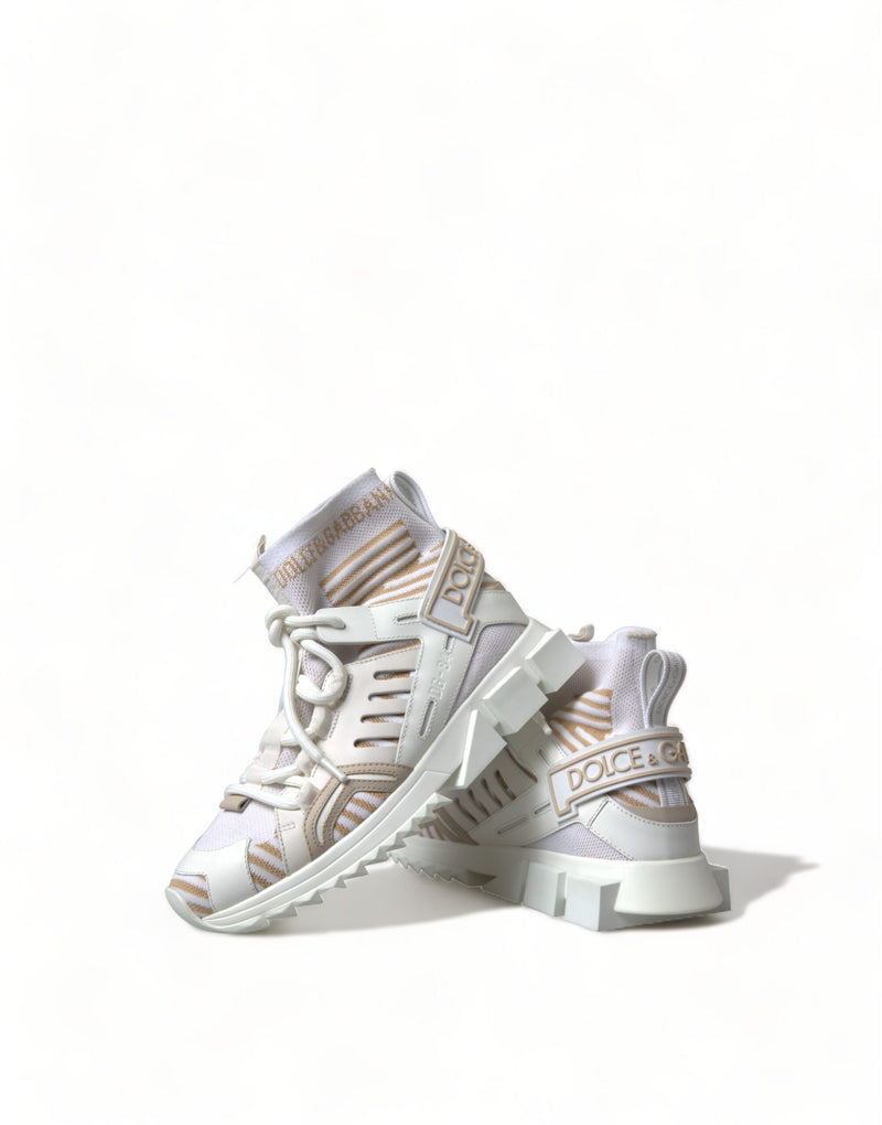 Dolce & Gabbana White Beige Sorrento Socks Sneakers Glam Steals