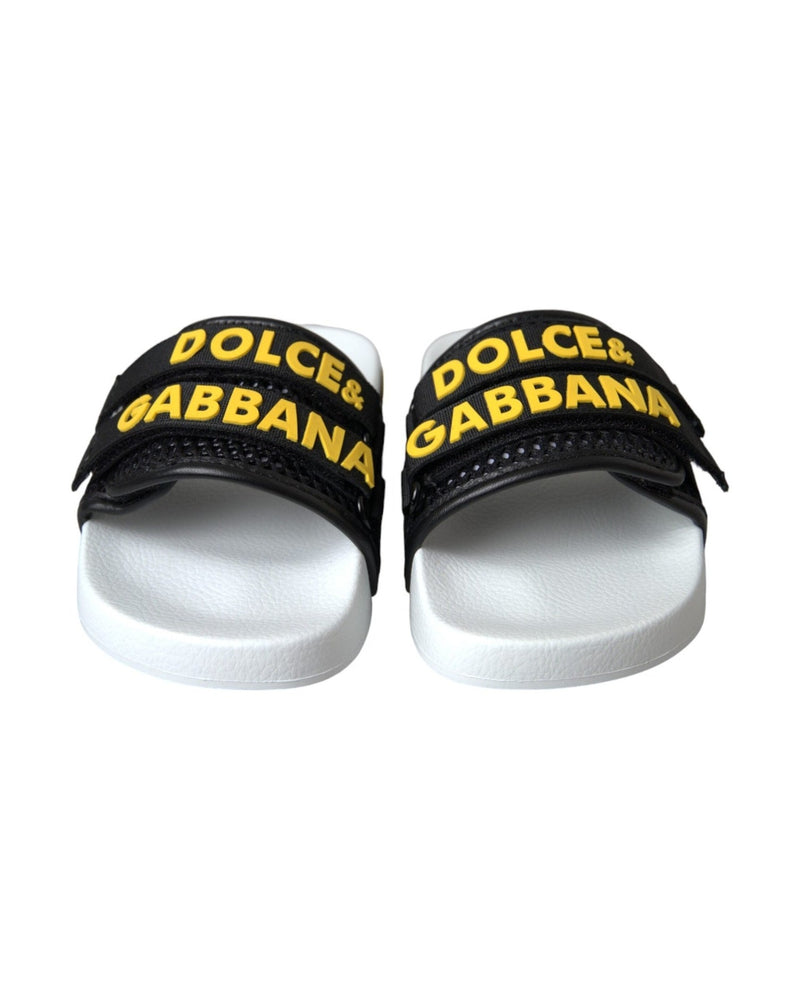 Dolce & Gabbana White Black Logo Beachwear Flats Sandals Shoes Glam Steals