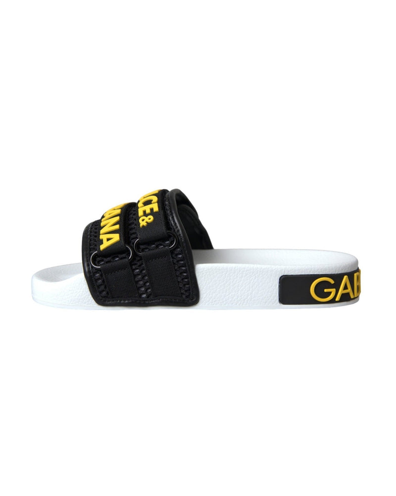 Dolce & Gabbana White Black Logo Beachwear Flats Sandals Shoes Glam Steals