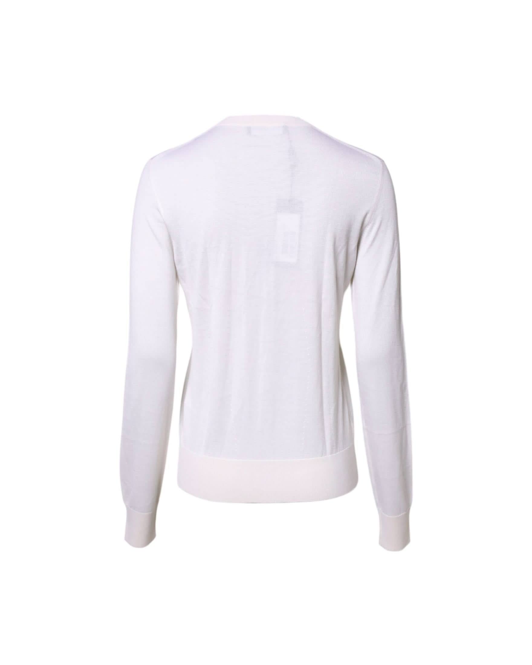 Dolce & Gabbana White Cashmere Crew Neck Top Cardigan Sweater Cardigans