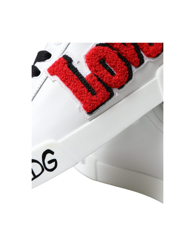 Dolce & Gabbana Chic Portofino Leather White Sneakers Glam Steals
