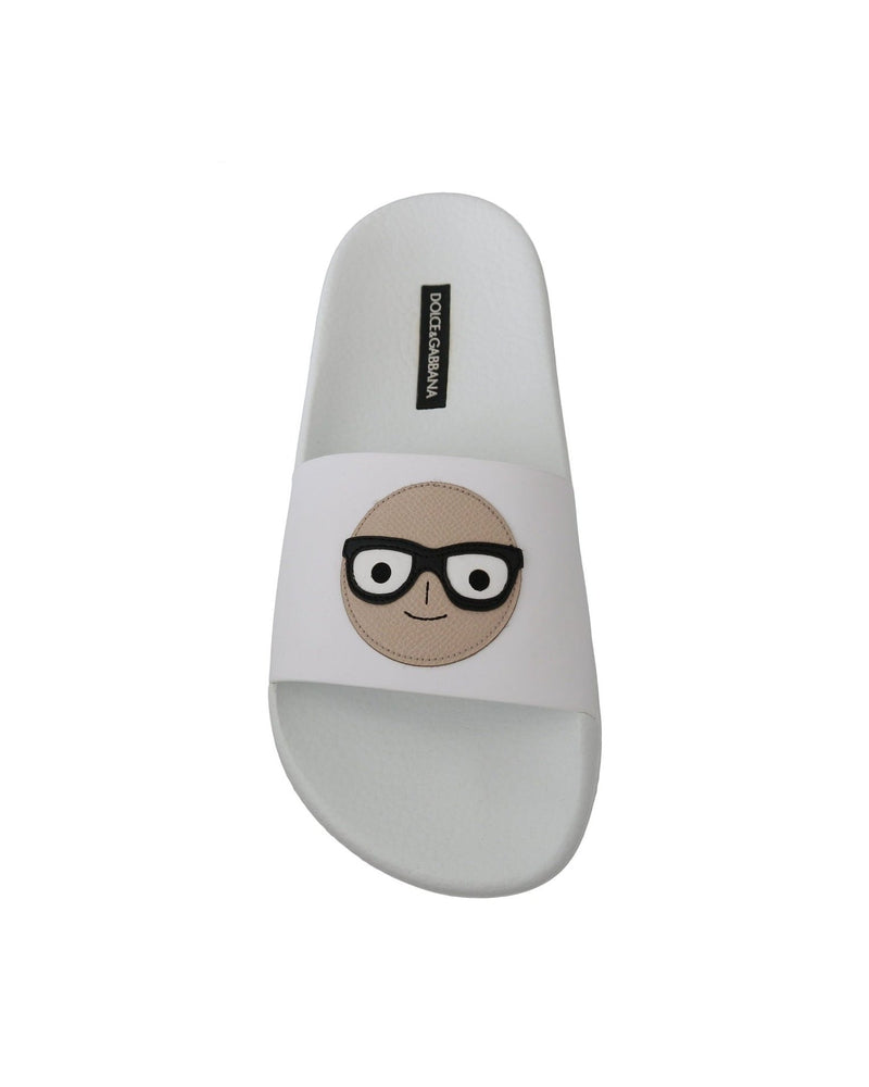 Dolce & Gabbana White Chic Slide Sandals Luxury Summer Footwear Glam Steals