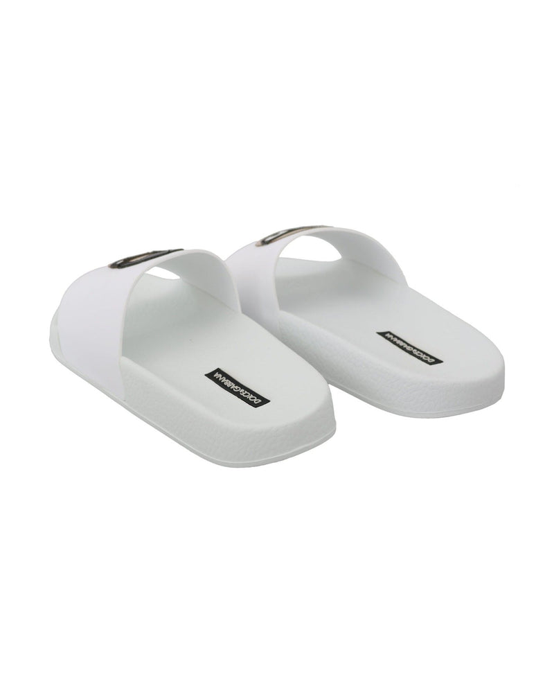 Dolce & Gabbana White Chic Slide Sandals Luxury Summer Footwear Glam Steals