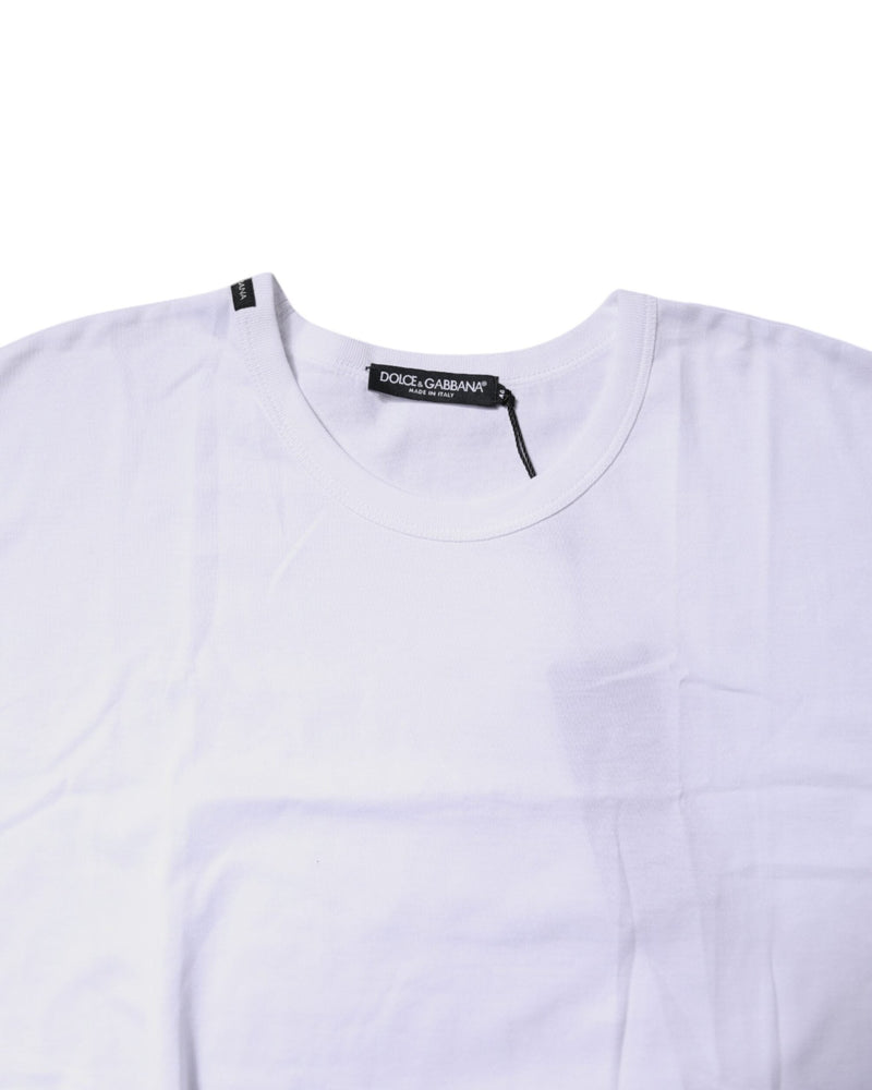 Dolce & Gabbana White Cotton Crew Neck Cropped T-shirt Top Glam Steals