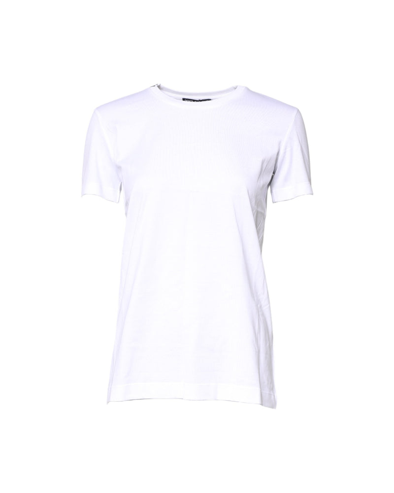Dolce & Gabbana White Cotton Crew Neck Short Sleeves T-shirt Glam Steals