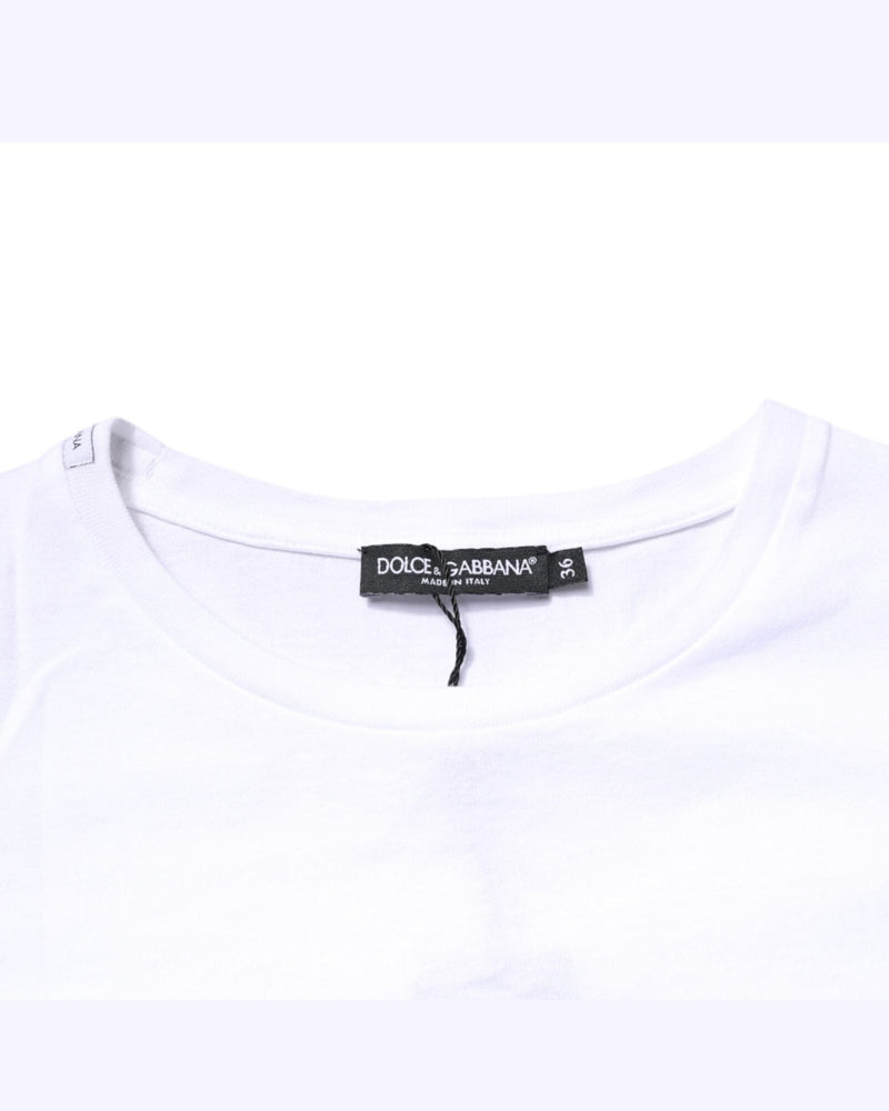 Dolce & Gabbana White Cotton Crew Neck Short Sleeves T-shirt Glam Steals