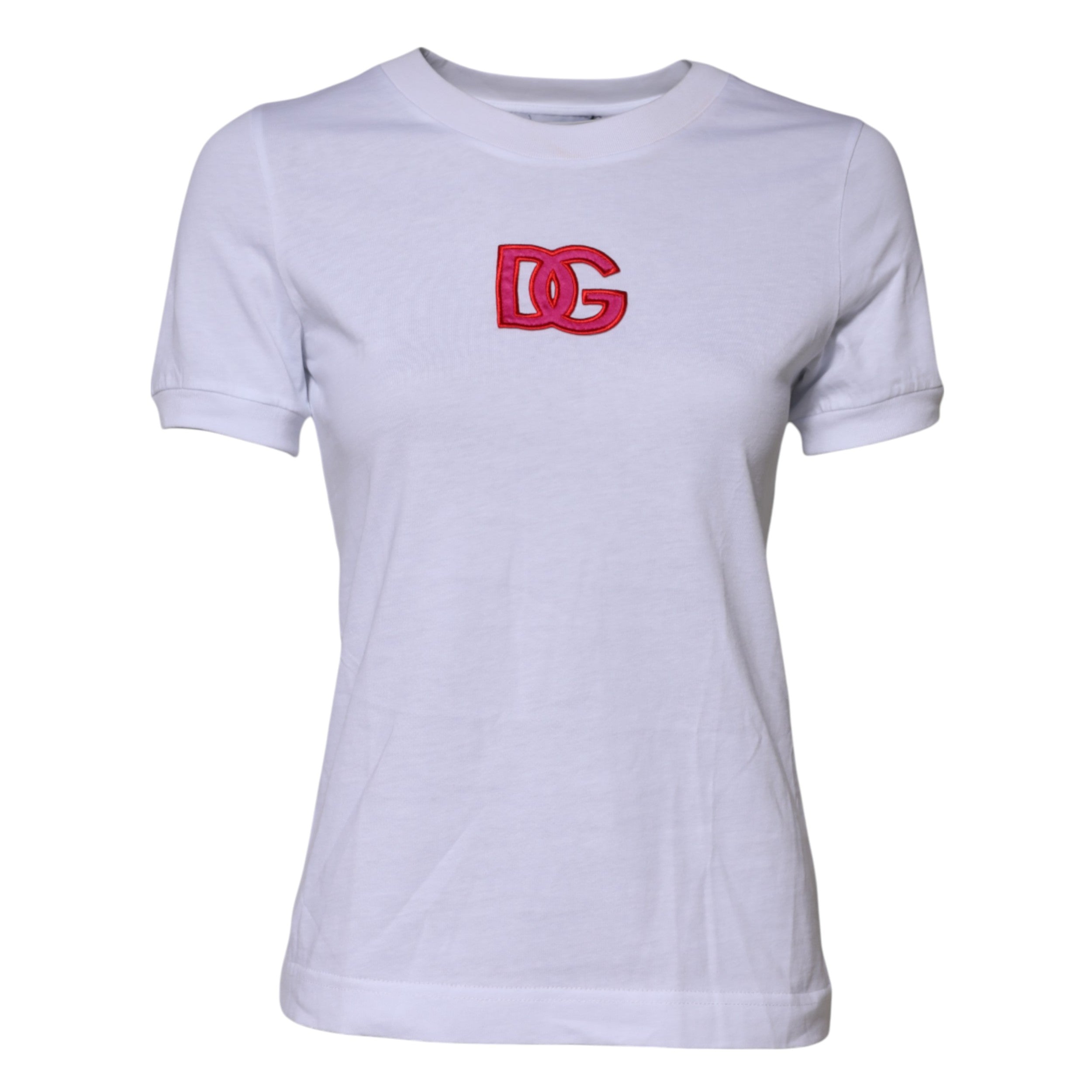 Dolce & Gabbana White Cotton Dg Logo Embroidery Top T-Shirt Glam Steals