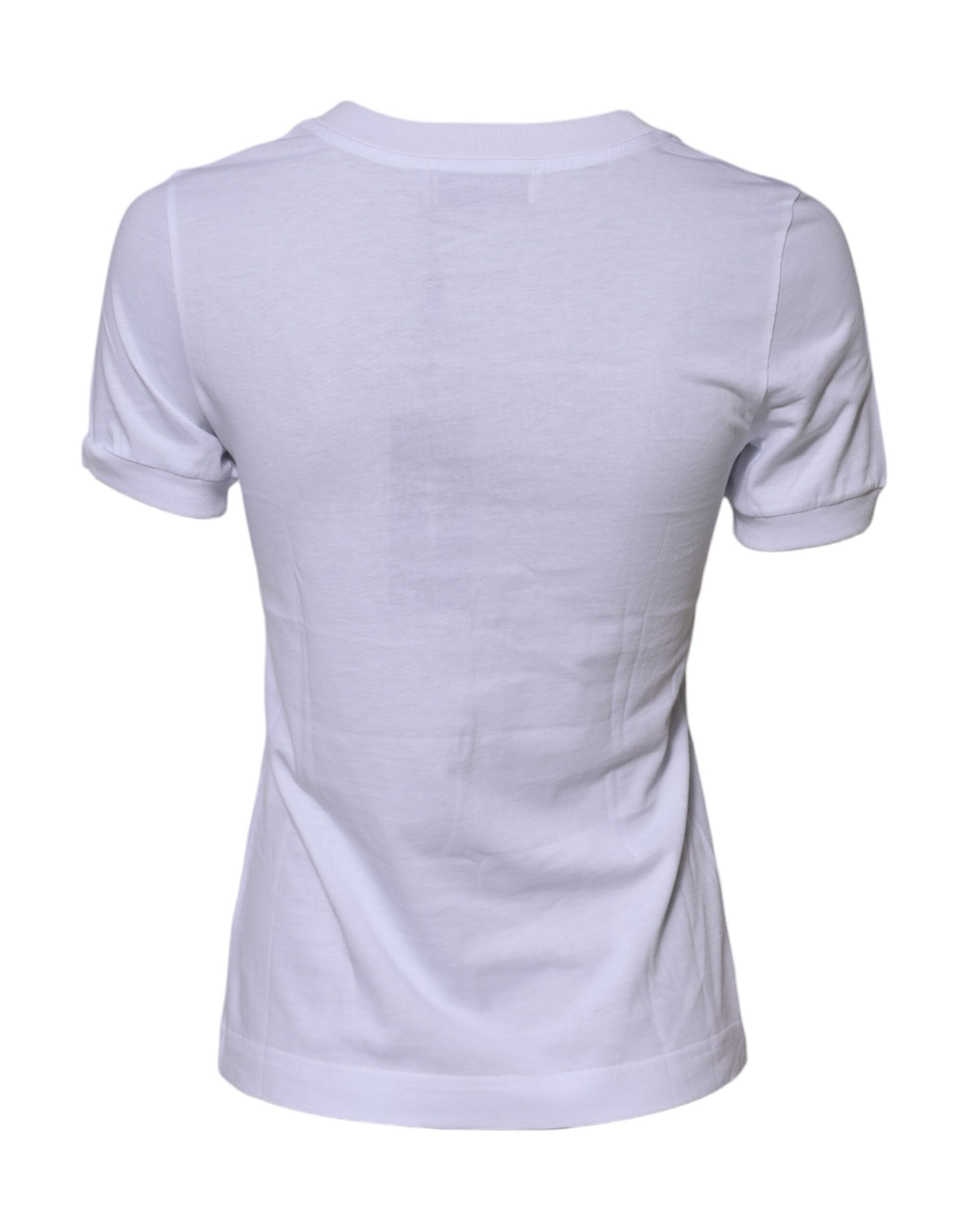 Dolce & Gabbana White Cotton Dg Logo Embroidery Top T-Shirt Glam Steals