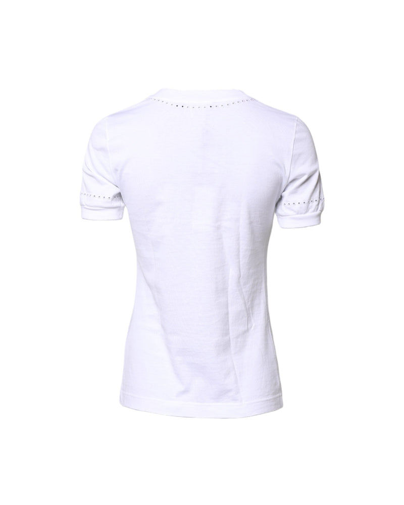 Dolce & Gabbana White Cotton Floral Logo Crew Neck T-shirt Glam Steals