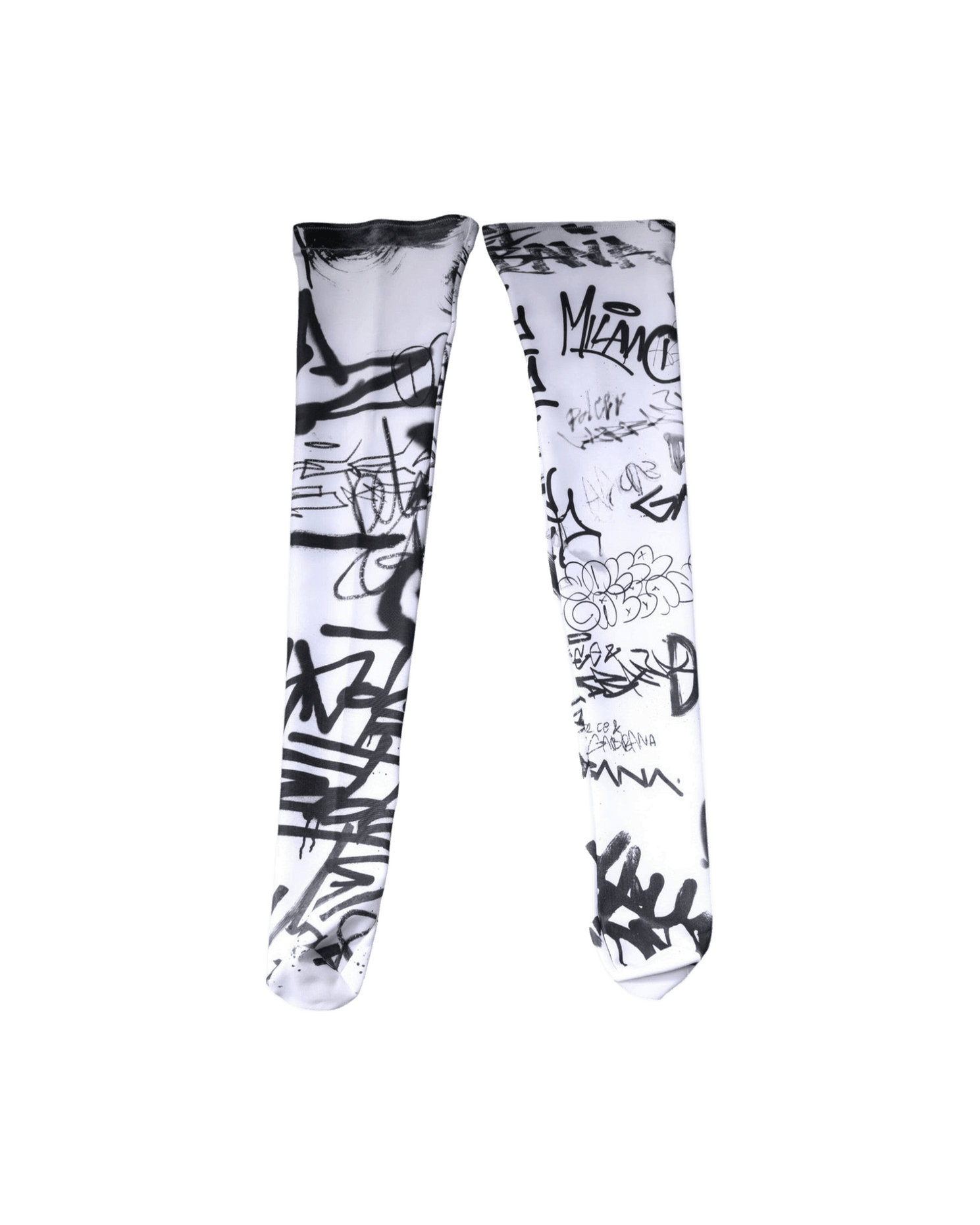 Dolce & Gabbana White Cotton Graffiti Over Calf Stockings Socks Glam Steals
