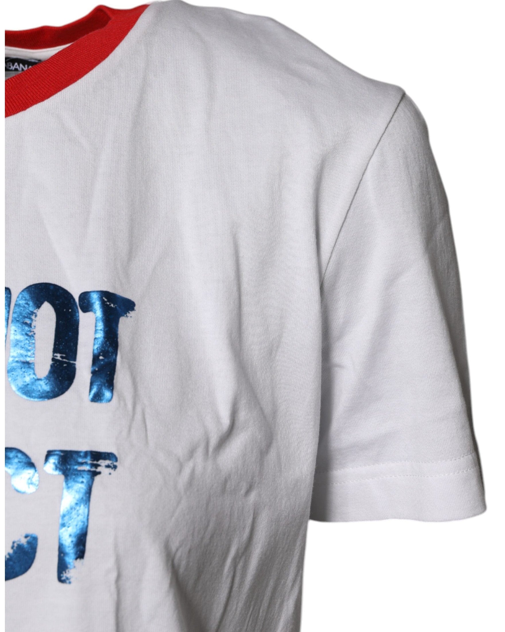 Dolce & Gabbana White Cotton Graphic Print Crew Neck T-shirt Glam Steals