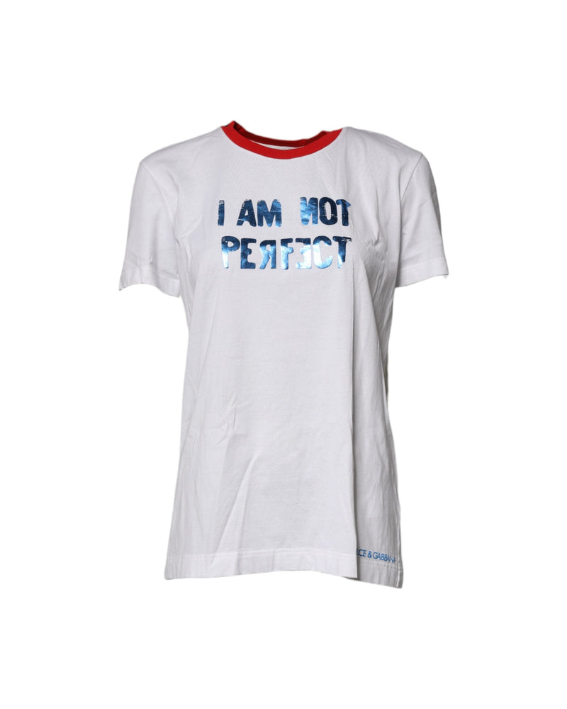 Dolce & Gabbana White Cotton Graphic Print Crew Neck T-shirt Glam Steals